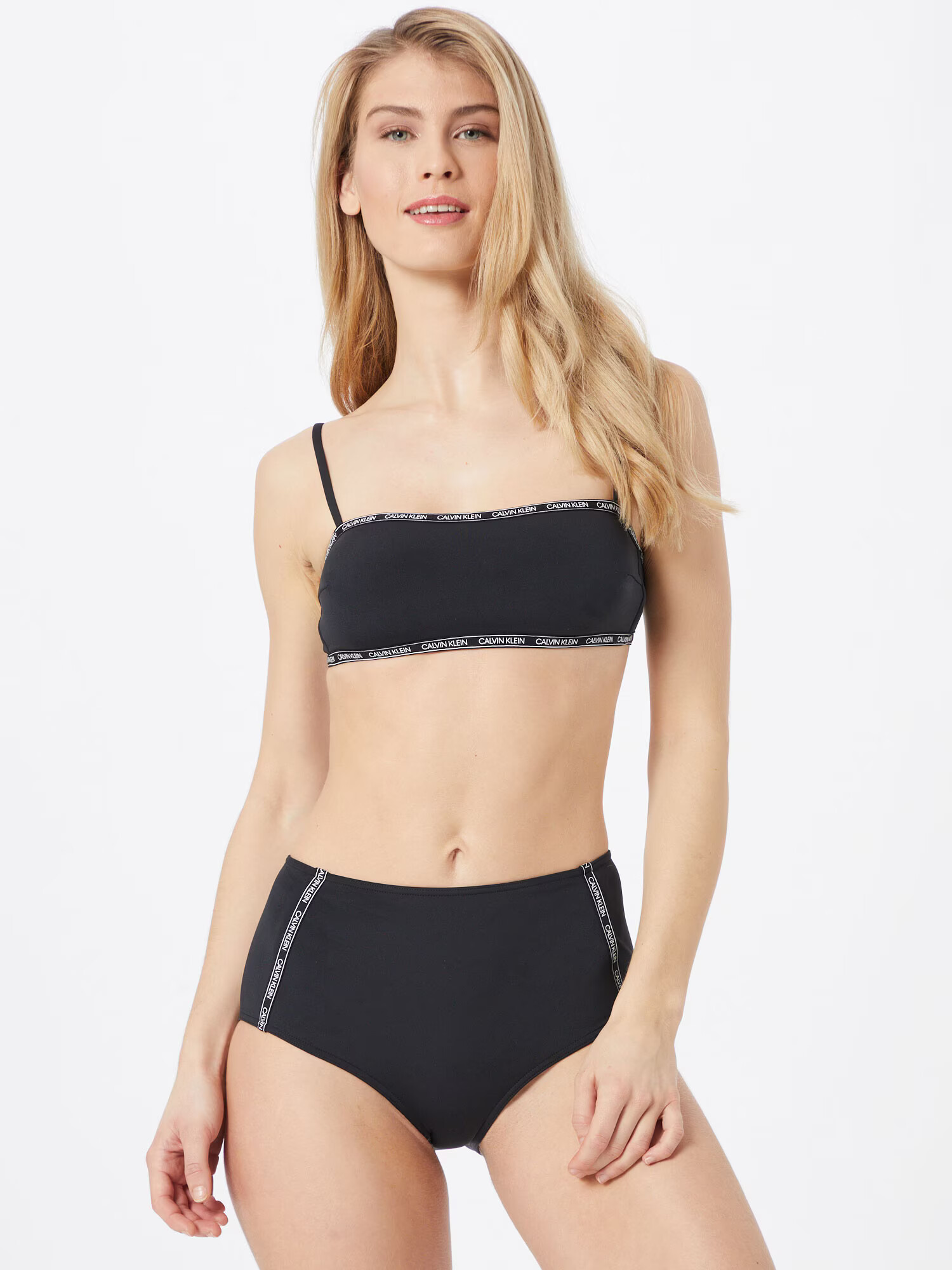 Calvin Klein Swimwear Slip costum de baie negru / alb - Pled.ro