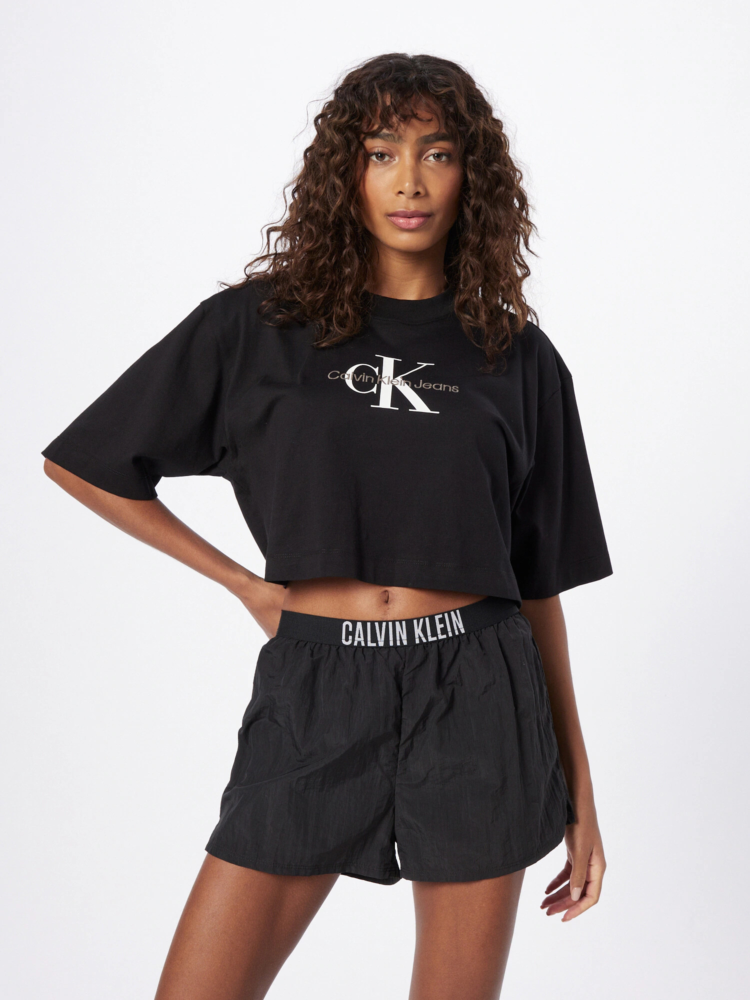 Calvin Klein Swimwear Șorturi de baie negru / alb - Pled.ro