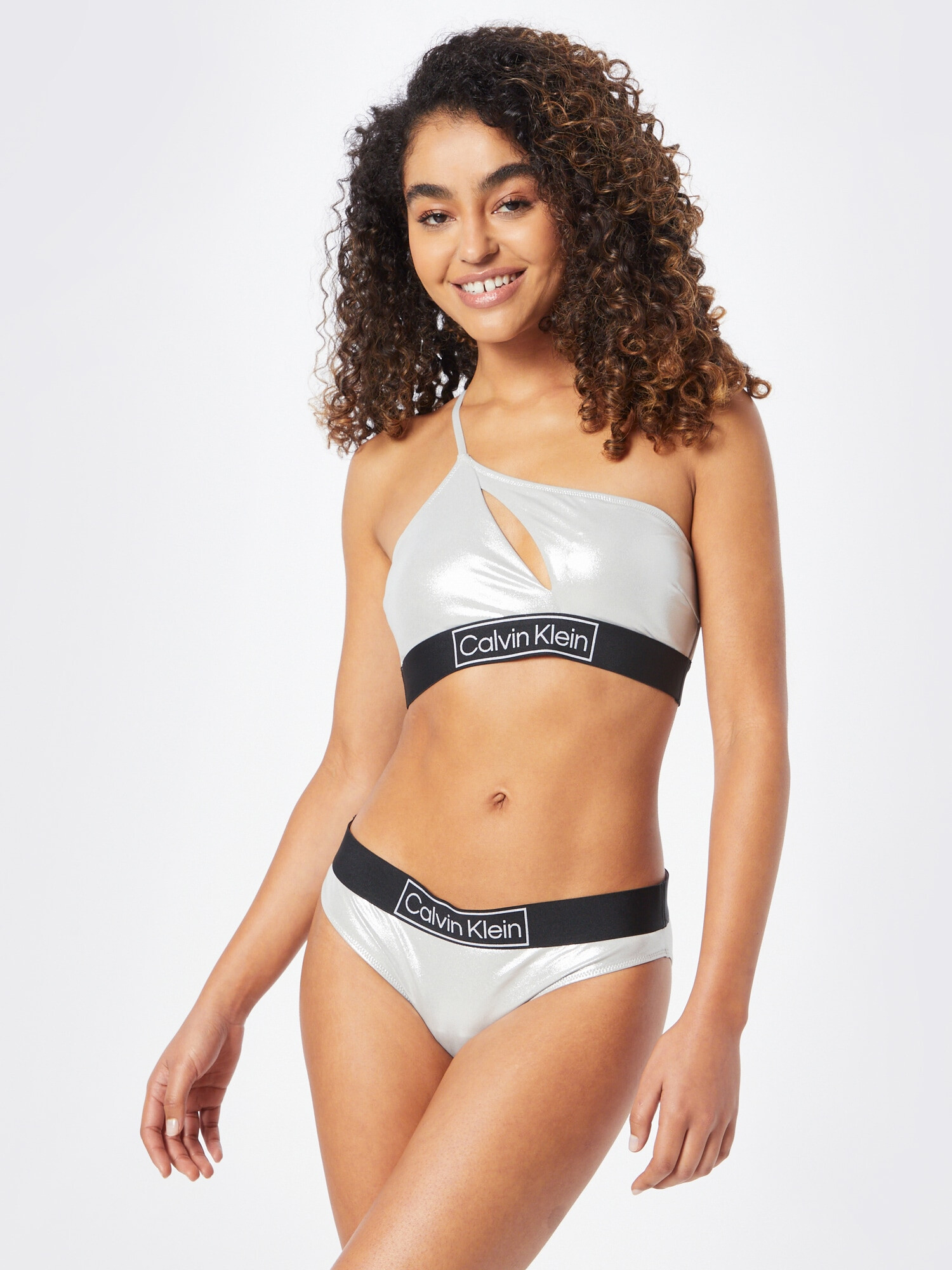 Calvin Klein Swimwear Sutien costum de baie gri argintiu / negru - Pled.ro