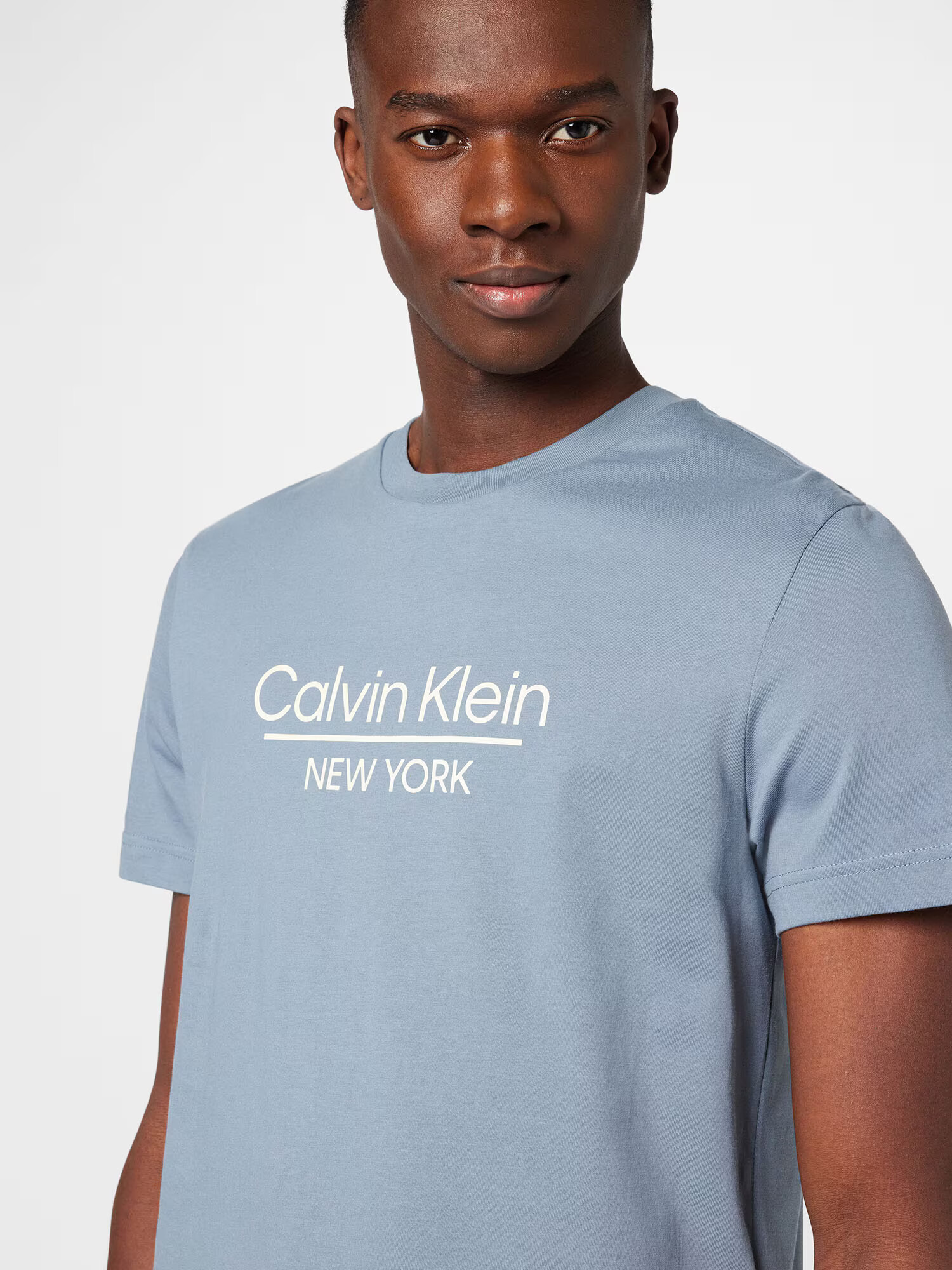 Calvin Klein Tricou albastru porumbel / alb - Pled.ro