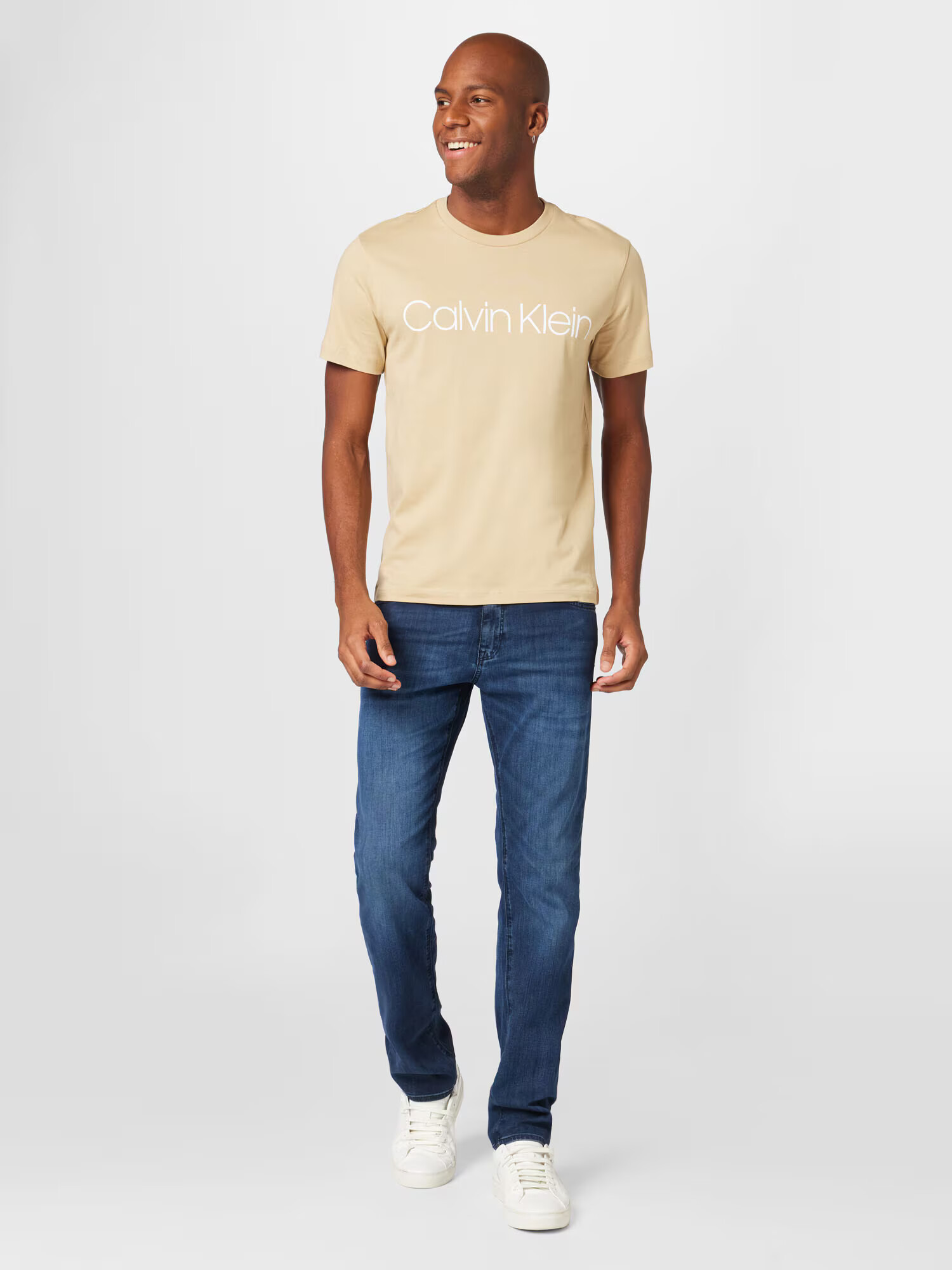 Calvin Klein Tricou nisipiu / alb - Pled.ro