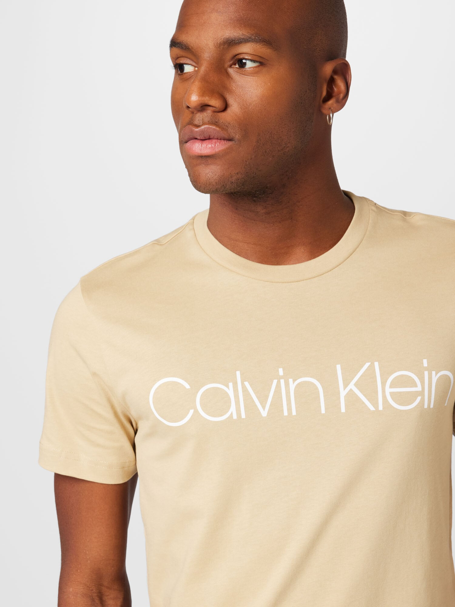 Calvin Klein Tricou nisipiu / alb - Pled.ro