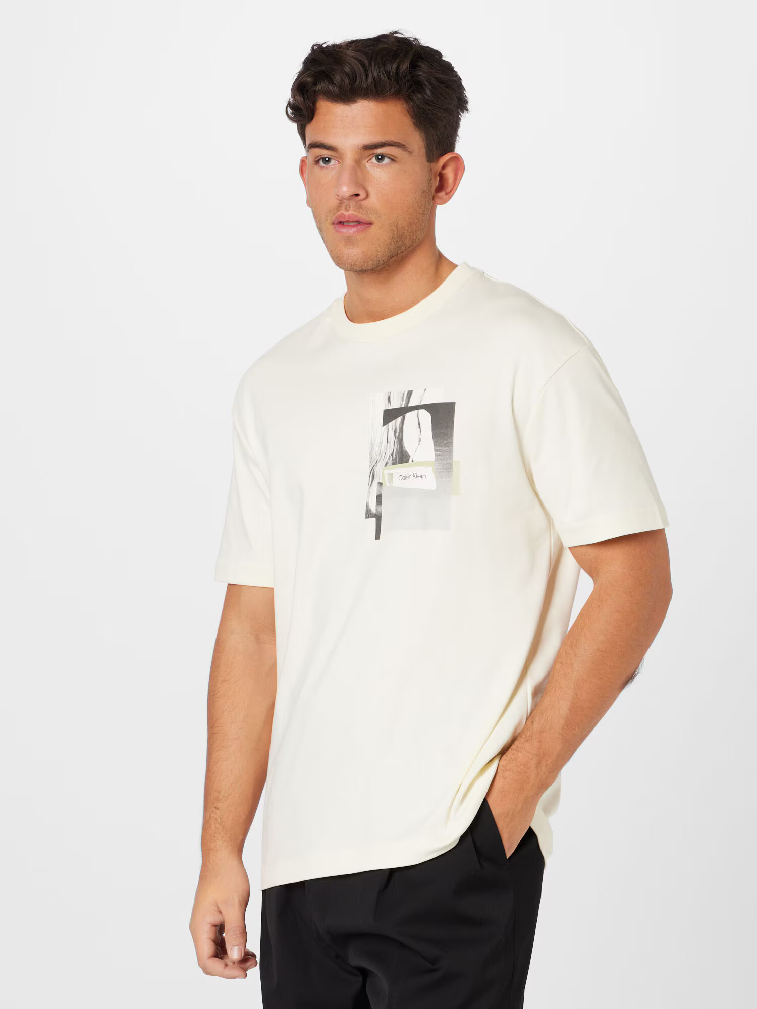 Calvin Klein Tricou bej / negru - Pled.ro