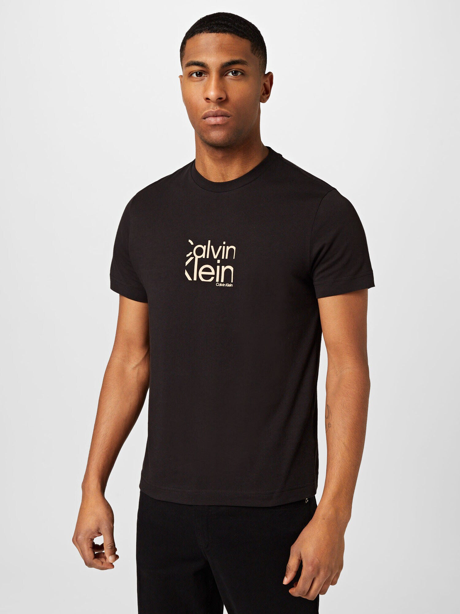 Calvin Klein Tricou bej / negru - Pled.ro