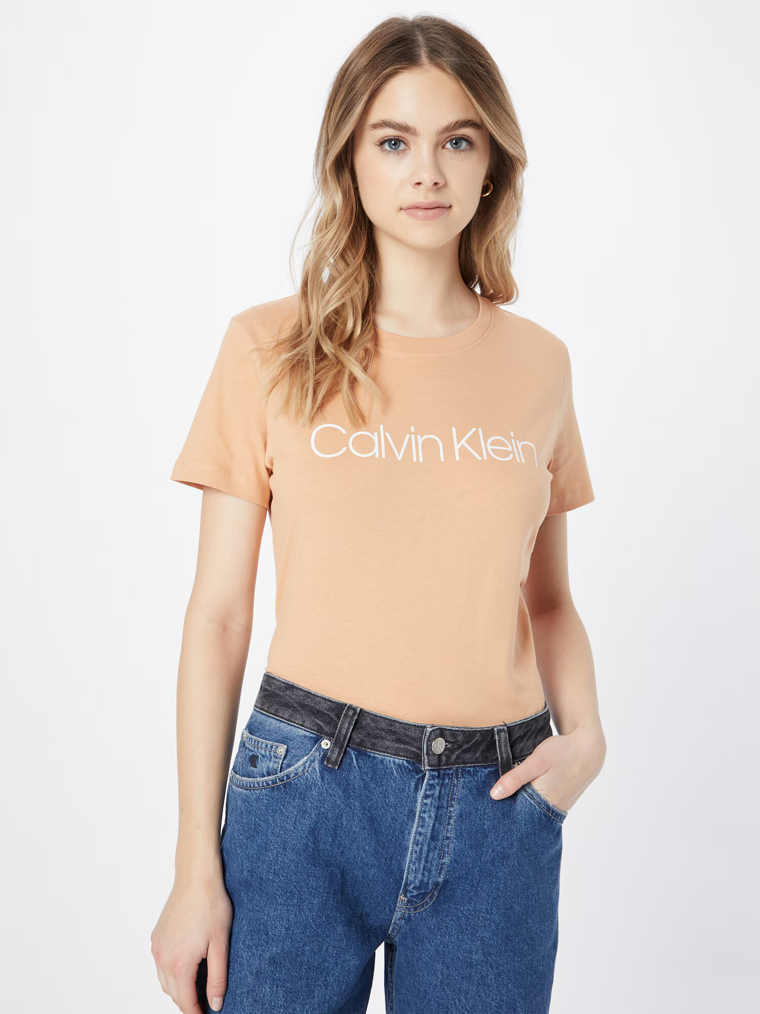 Calvin Klein Tricou portocaliu caisă / alb - Pled.ro