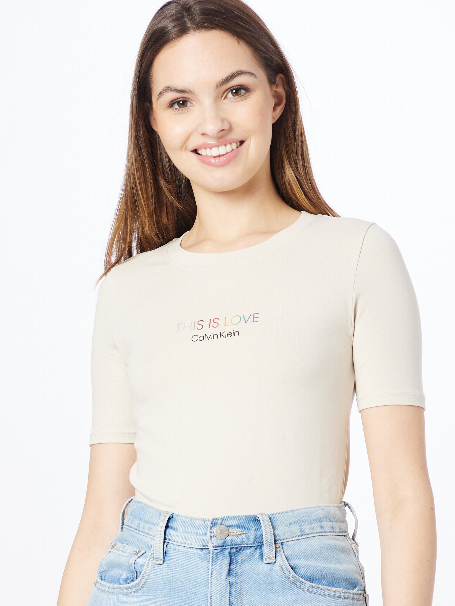 Calvin Klein Tricou 'PRIDE' crem / galben / gri piatră / lila / roșu - Pled.ro