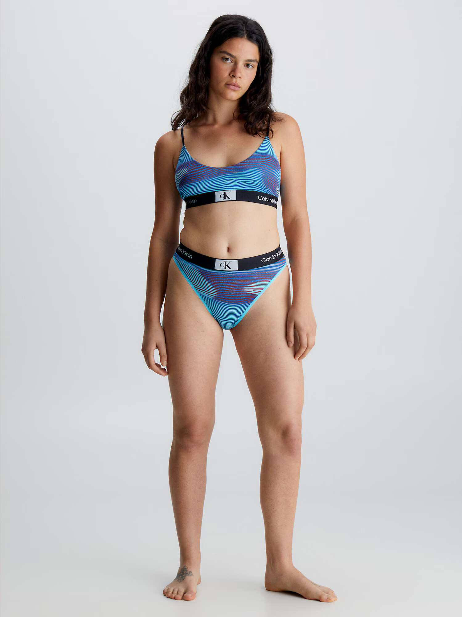 Calvin Klein Underwear Sutien albastru aqua / albastru închis / maro ruginiu / negru - Pled.ro