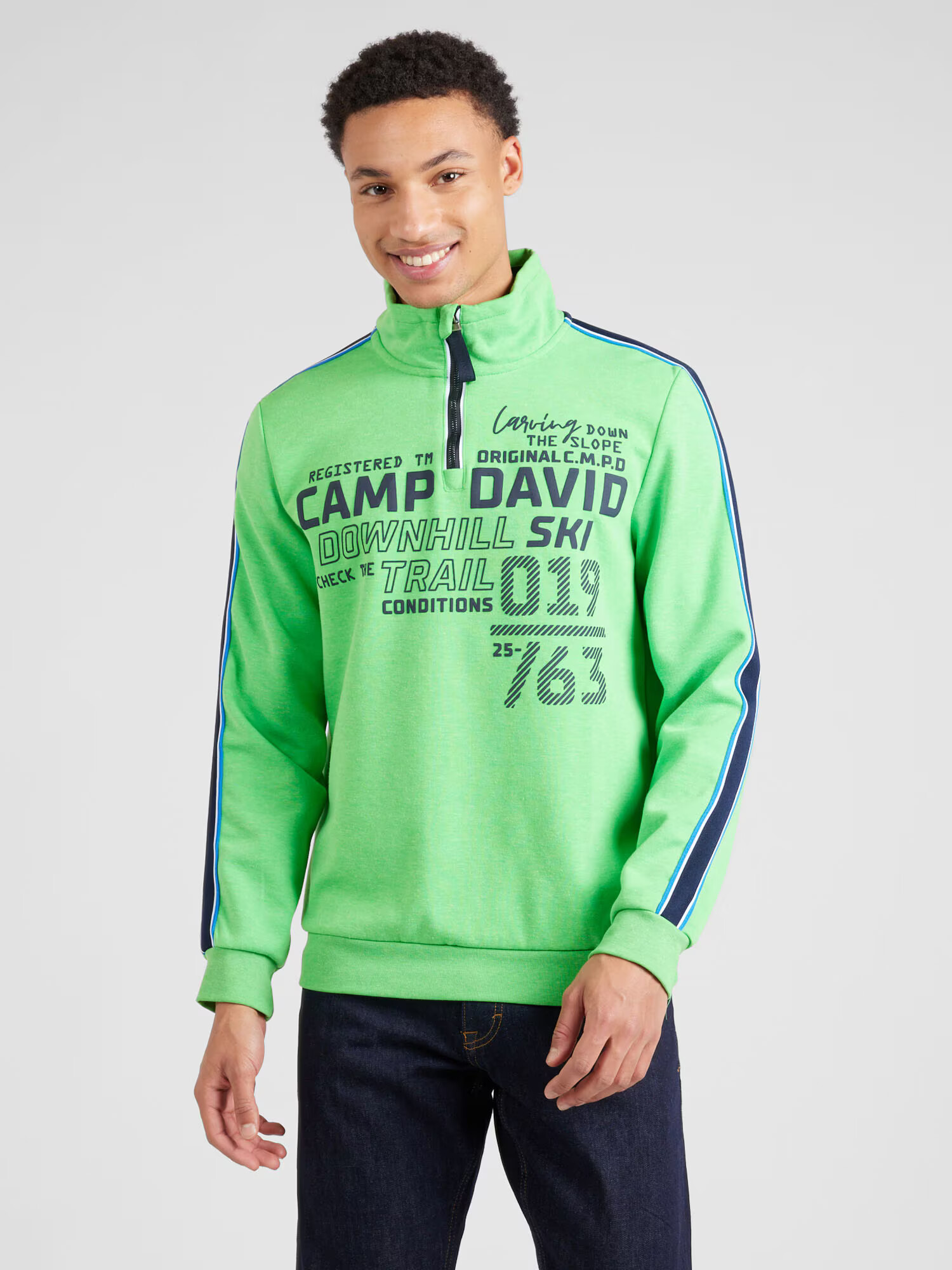 CAMP DAVID Bluză de molton albastru marin / albastru regal / verde neon / alb - Pled.ro