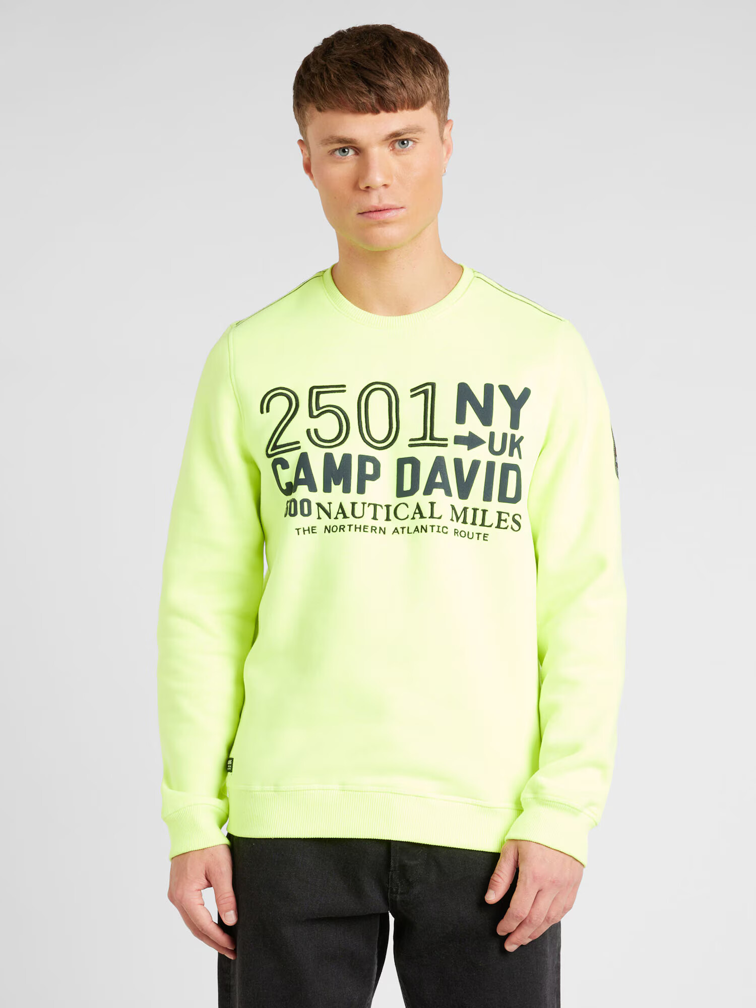 CAMP DAVID Bluză de molton galben neon / negru - Pled.ro