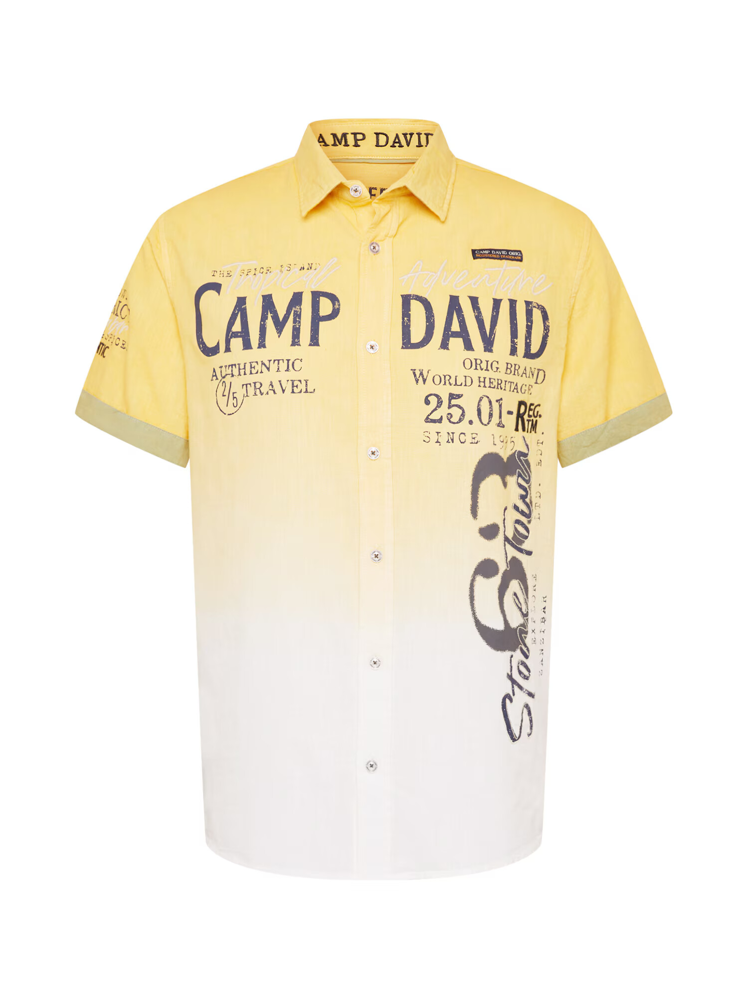 CAMP DAVID Cămașă galben pastel / negru / alb - Pled.ro