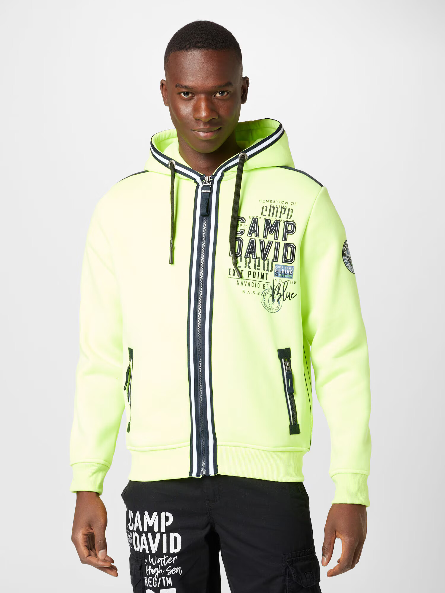 CAMP DAVID Hanorac bleumarin / verde neon - Pled.ro