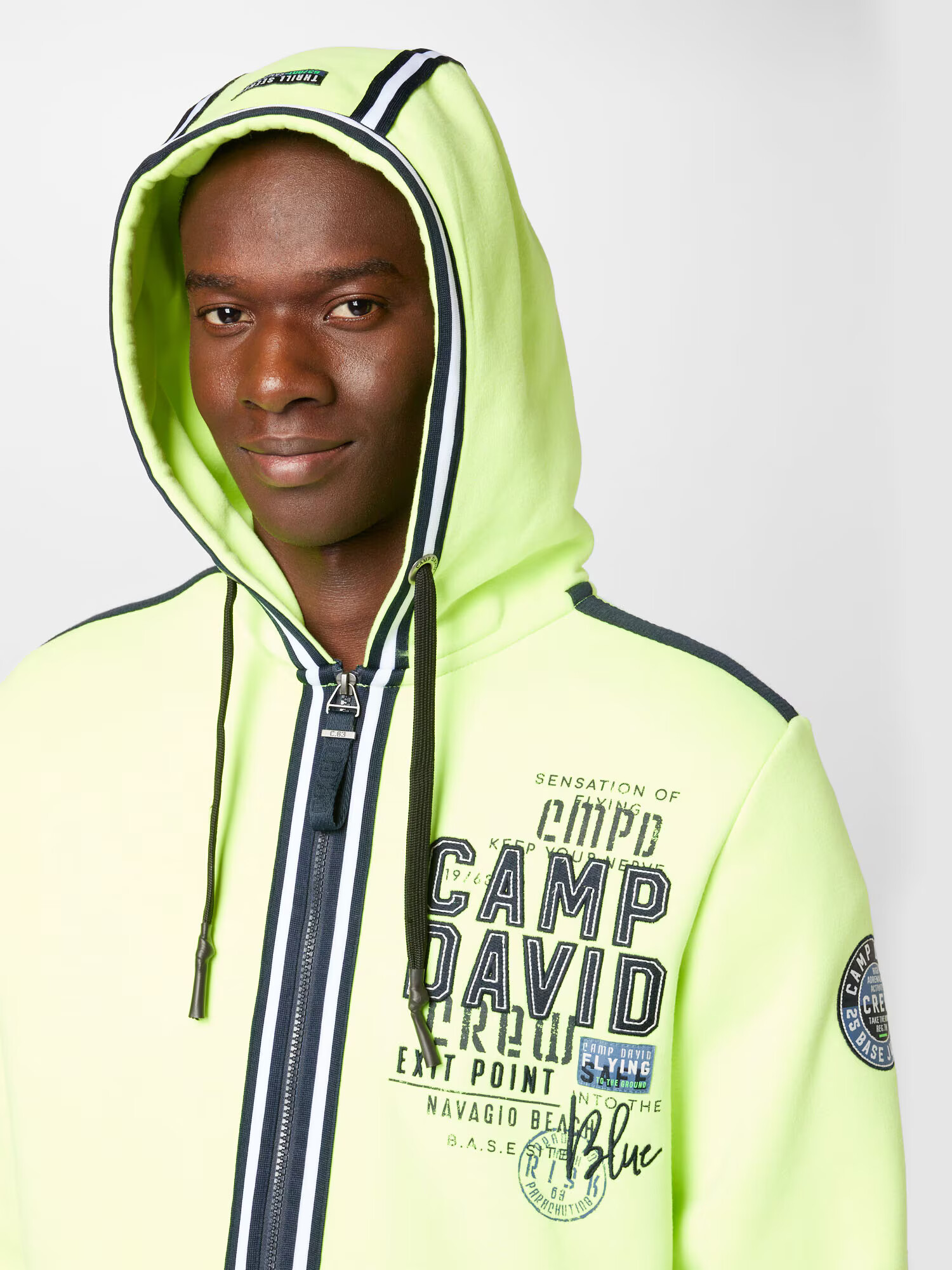 CAMP DAVID Hanorac bleumarin / verde neon - Pled.ro