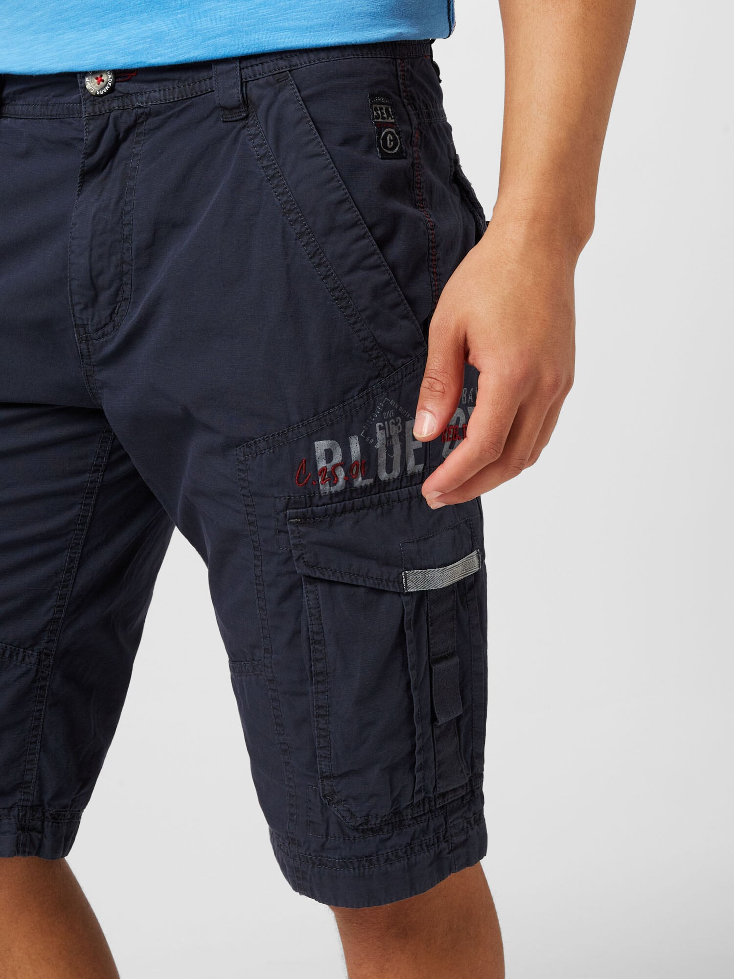 CAMP DAVID Pantaloni cu buzunare bleumarin / gri deschis - Pled.ro