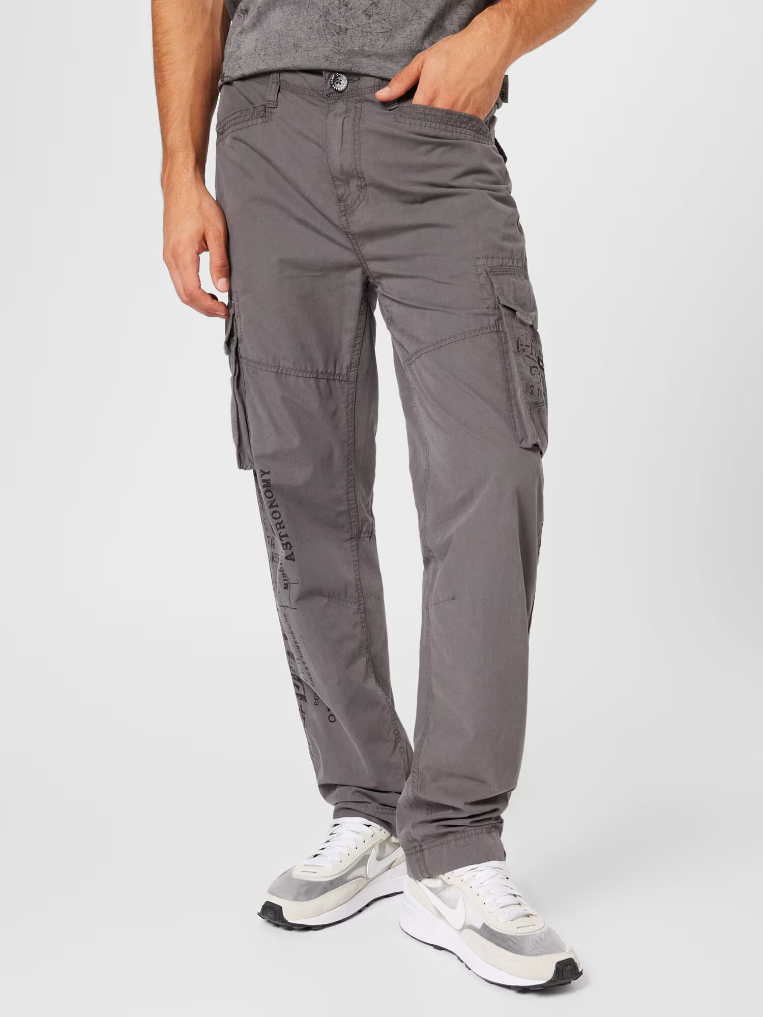 CAMP DAVID Pantaloni cu buzunare gri taupe / negru - Pled.ro