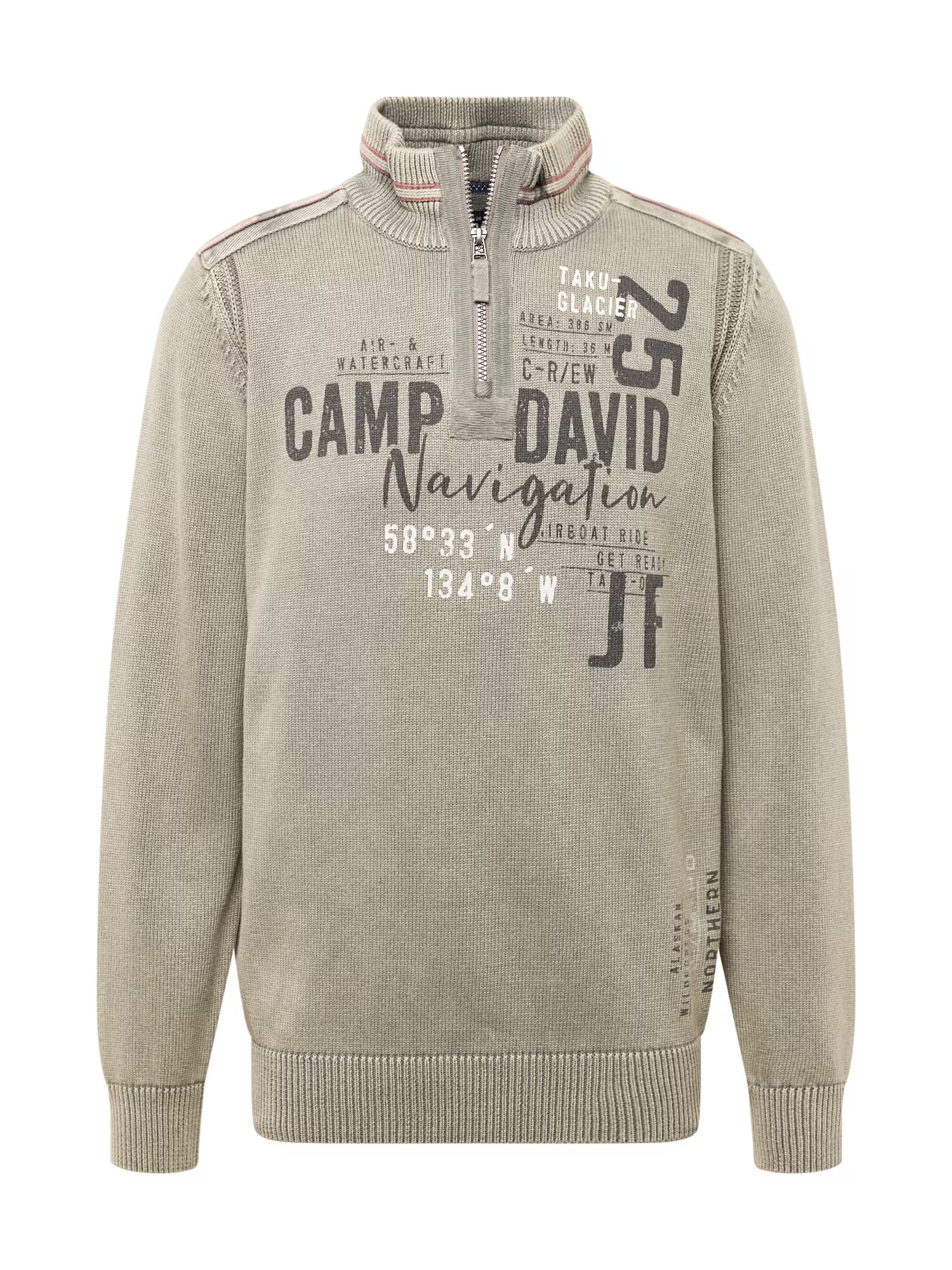 CAMP DAVID Pulover gri / kaki / negru - Pled.ro