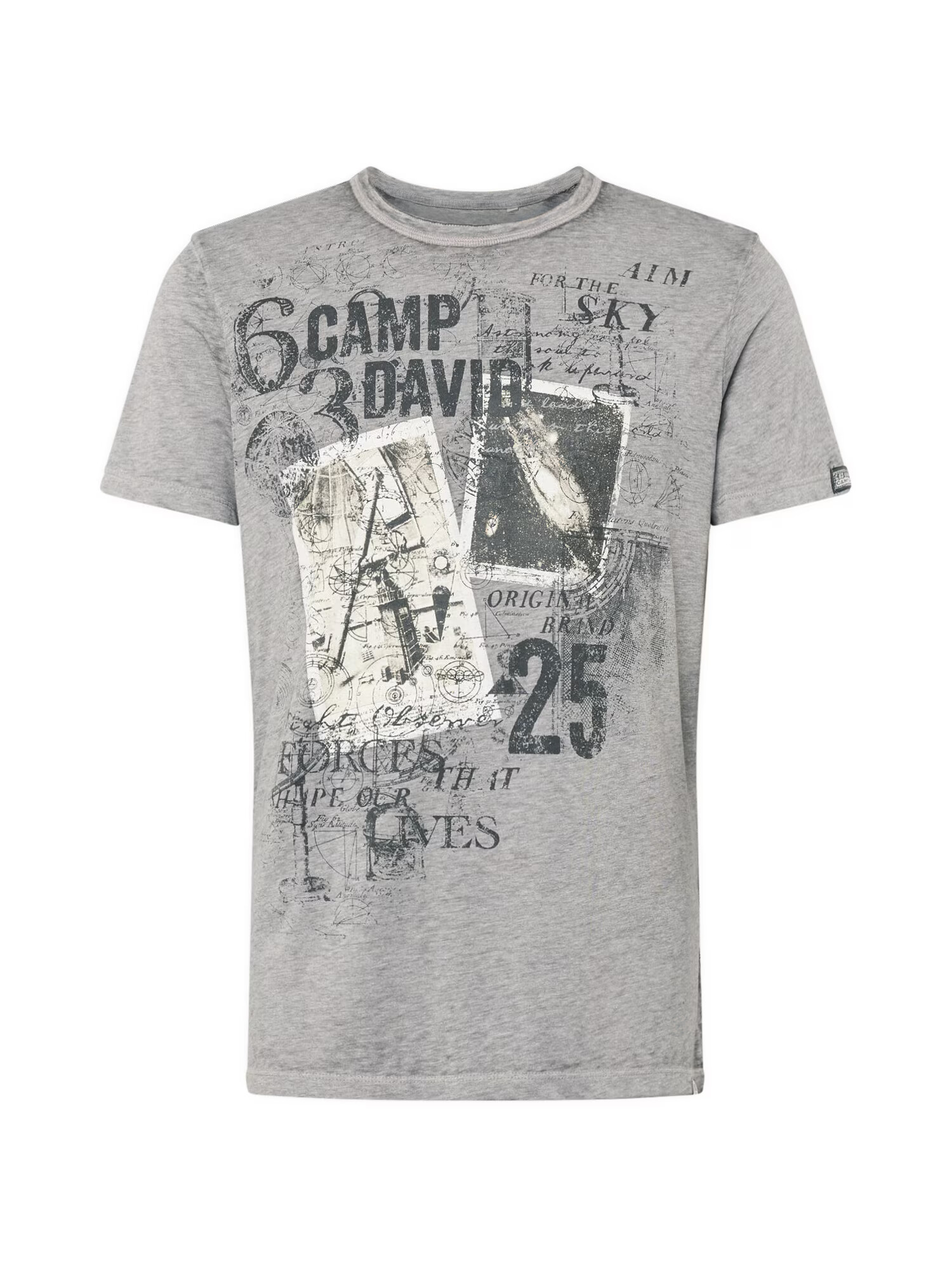 CAMP DAVID Tricou alb kitt / gri amestecat / negru / alb - Pled.ro