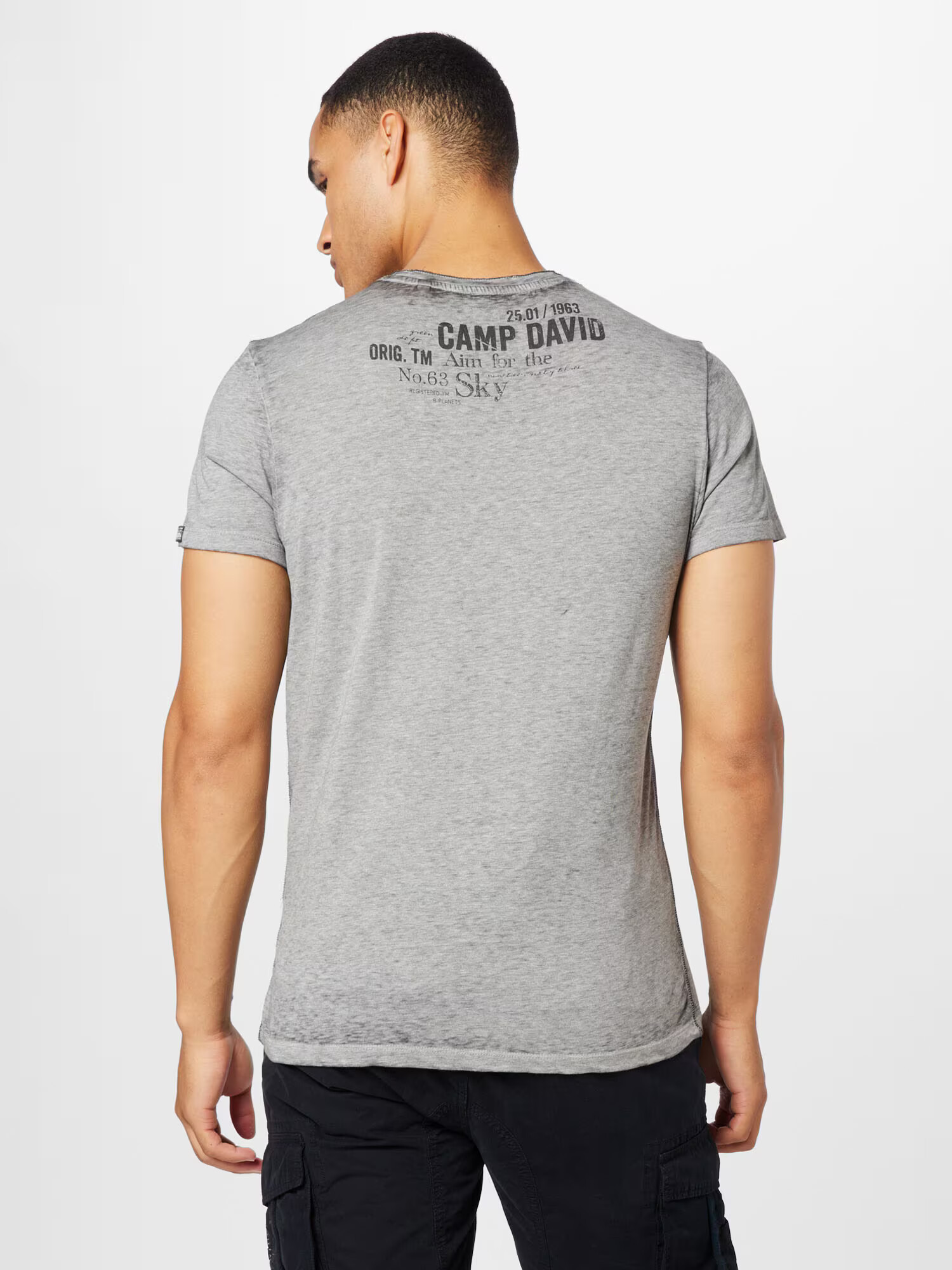 CAMP DAVID Tricou alb kitt / gri amestecat / negru / alb - Pled.ro