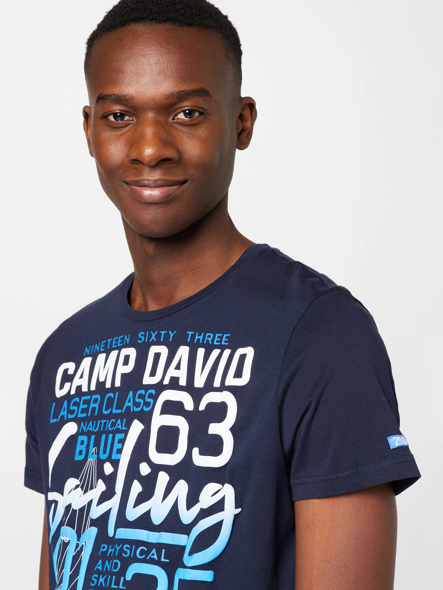 CAMP DAVID Tricou albastru / alb - Pled.ro