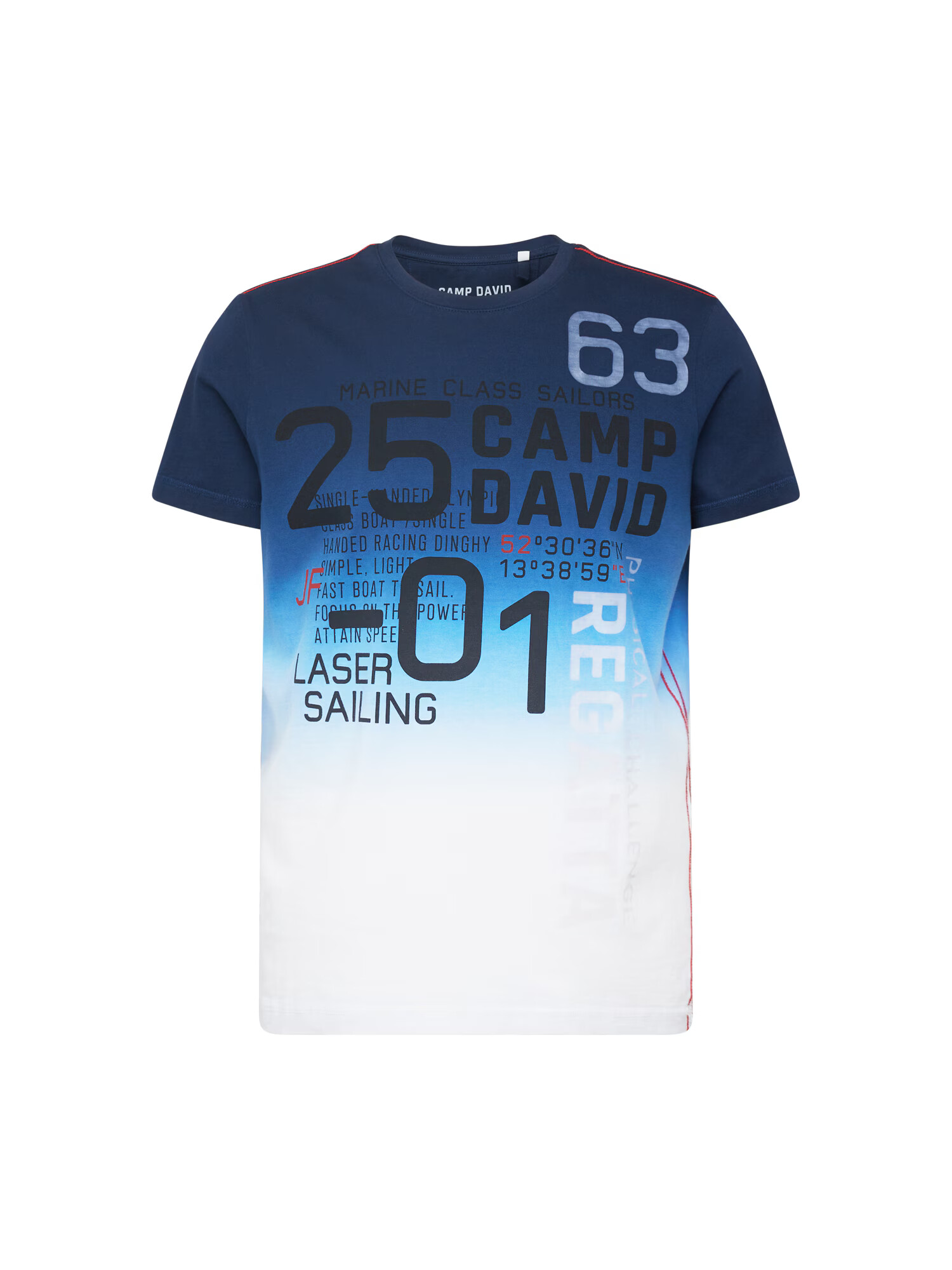 CAMP DAVID Tricou albastru / alb - Pled.ro