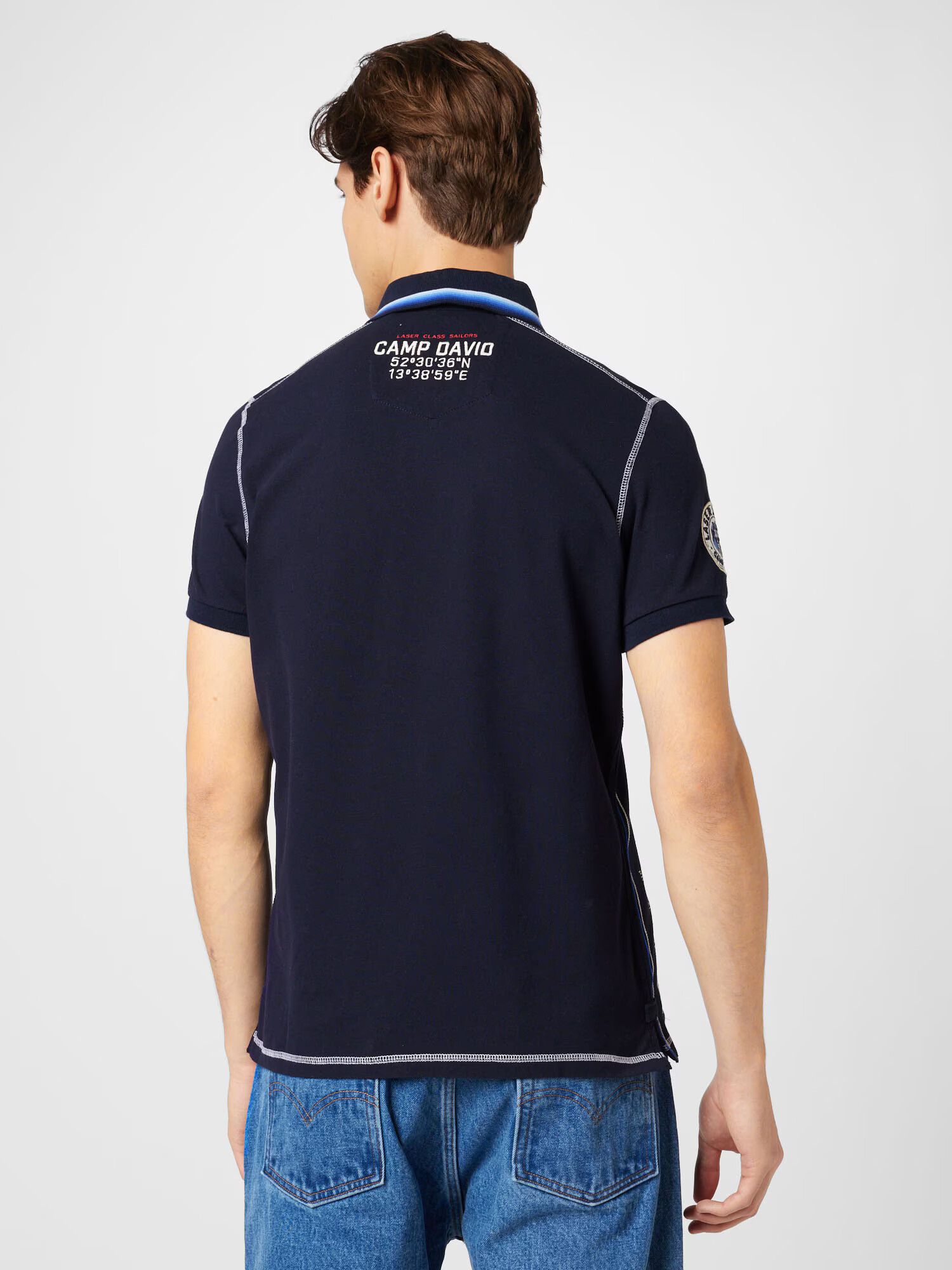 CAMP DAVID Tricou albastru / bleumarin / alb - Pled.ro