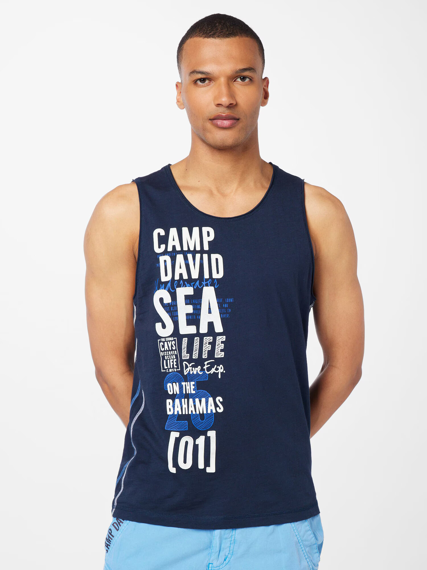 CAMP DAVID Tricou albastru / bleumarin / alb - Pled.ro