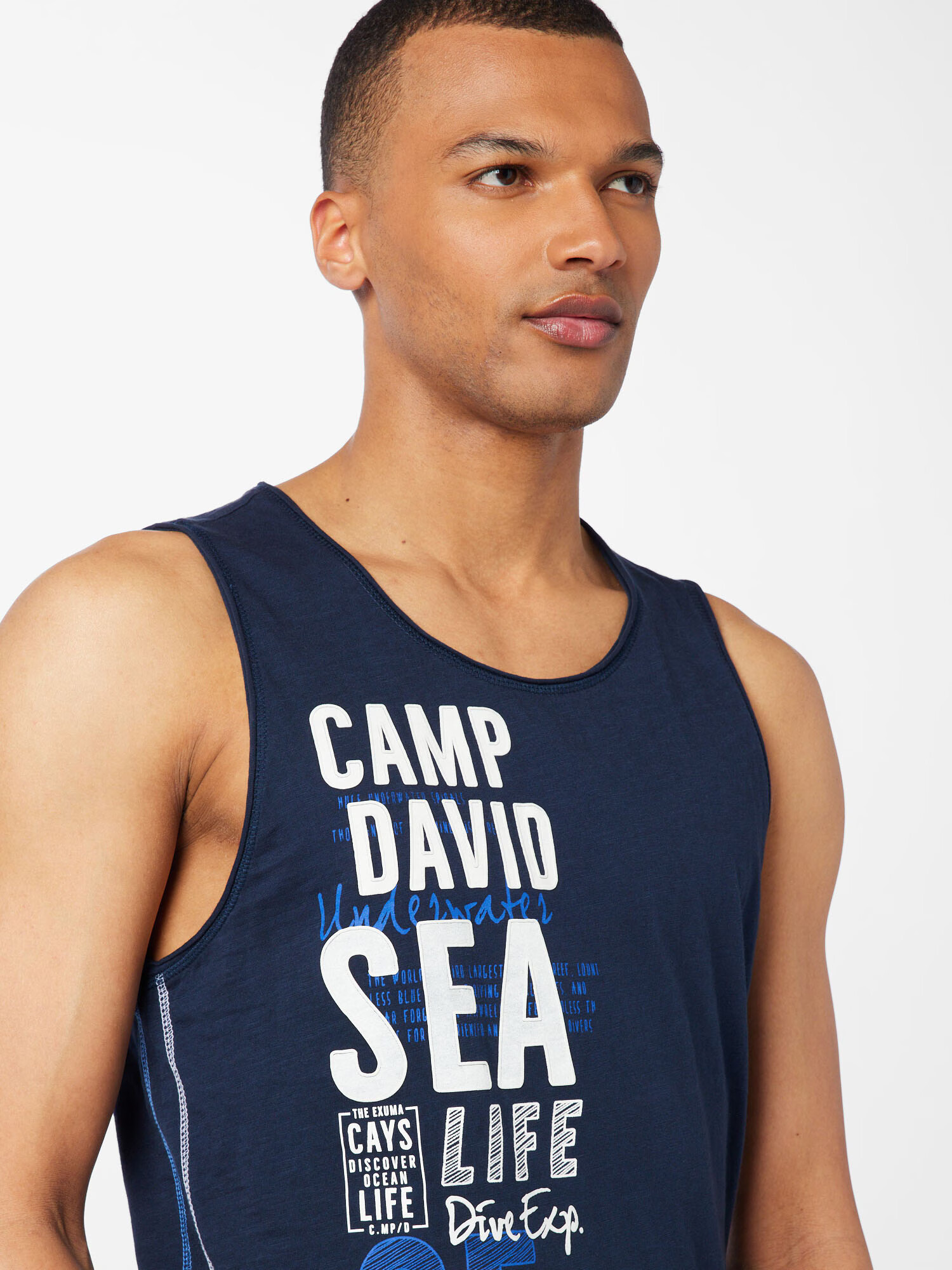 CAMP DAVID Tricou albastru / bleumarin / alb - Pled.ro