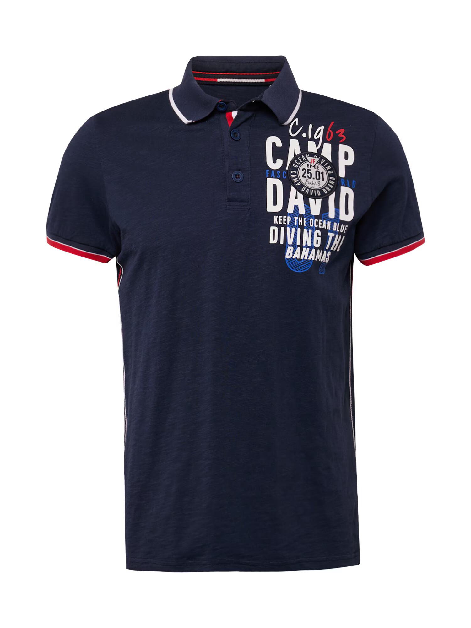 CAMP DAVID Tricou albastru / bleumarin / roșu / alb - Pled.ro