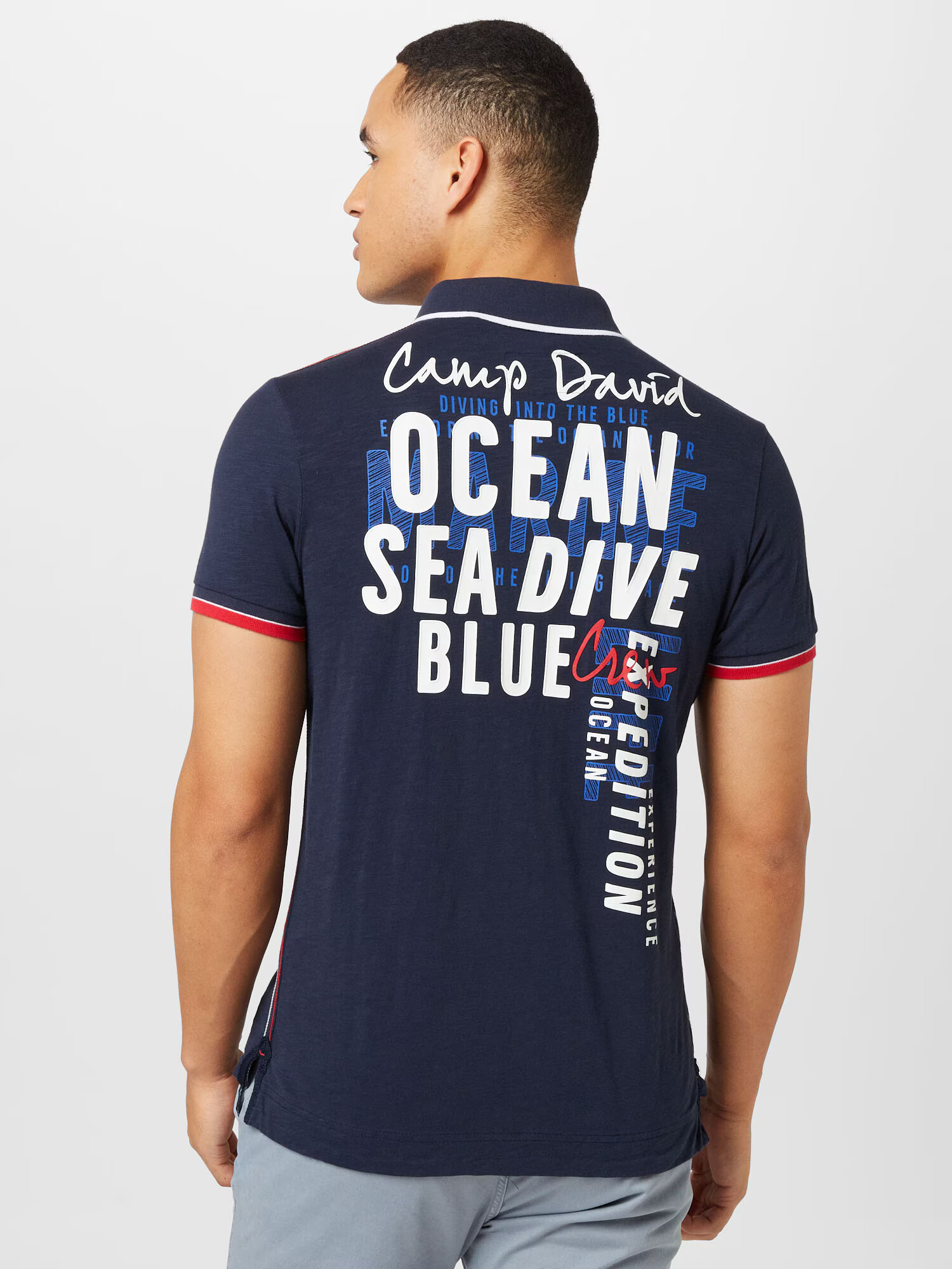 CAMP DAVID Tricou albastru / bleumarin / roșu / alb - Pled.ro