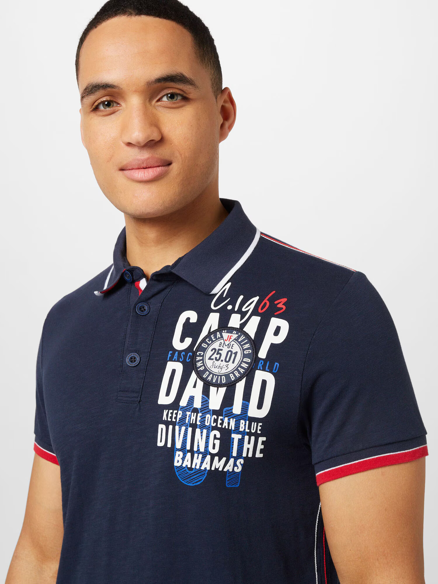 CAMP DAVID Tricou albastru / bleumarin / roșu / alb - Pled.ro