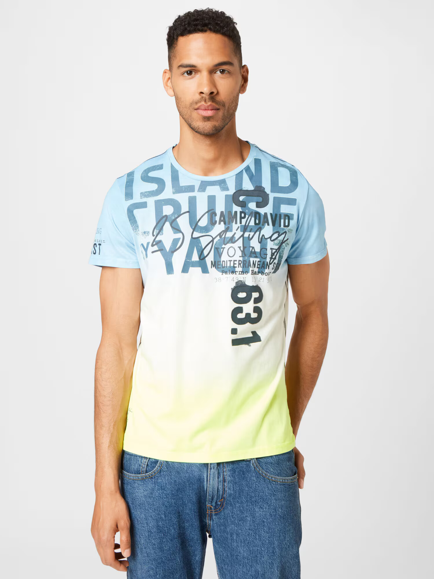 CAMP DAVID Tricou albastru / cyan / galben / negru / alb - Pled.ro