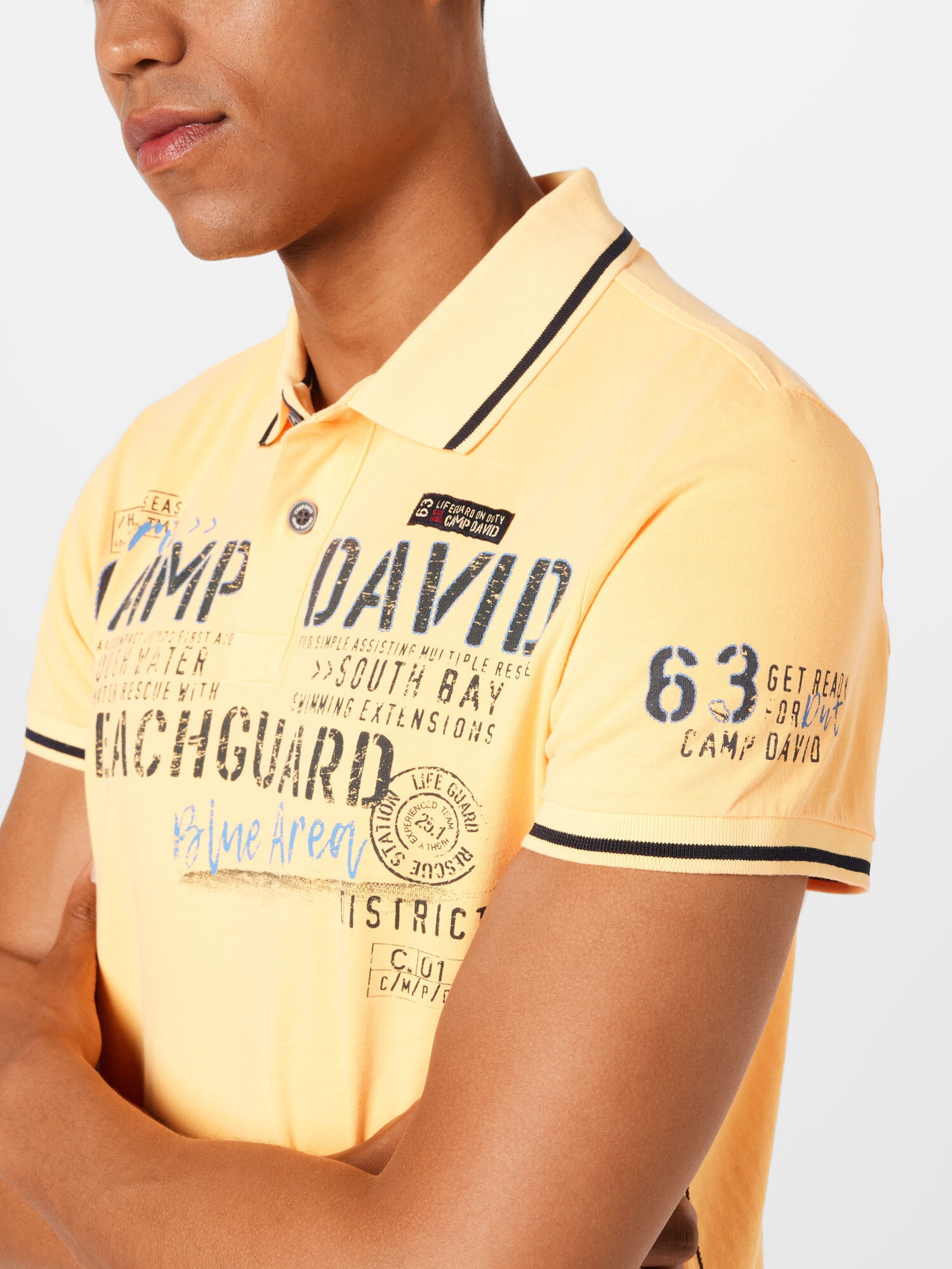 CAMP DAVID Tricou albastru deschis / galben / negru - Pled.ro