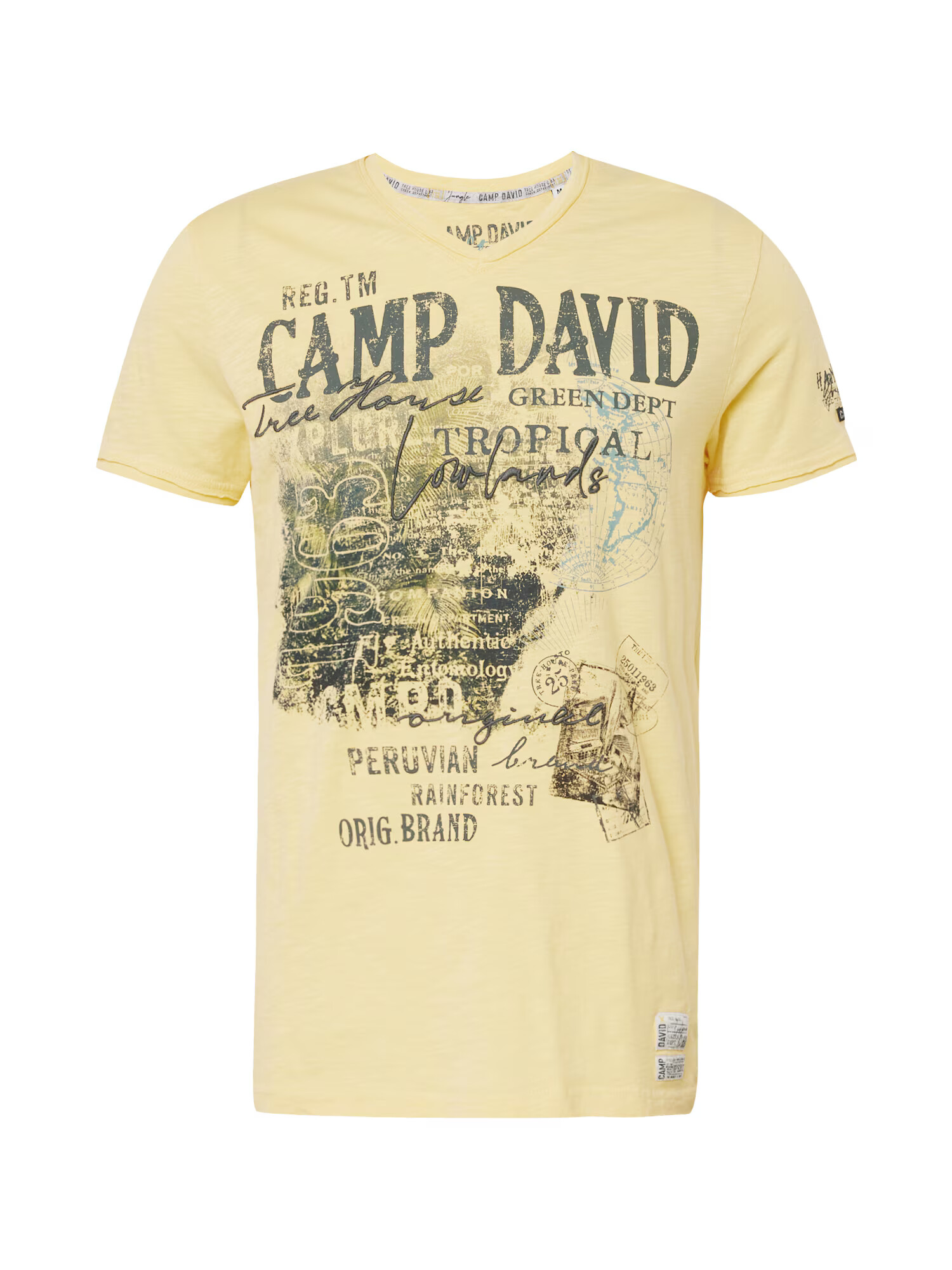 CAMP DAVID Tricou albastru deschis / galben / verde / negru - Pled.ro