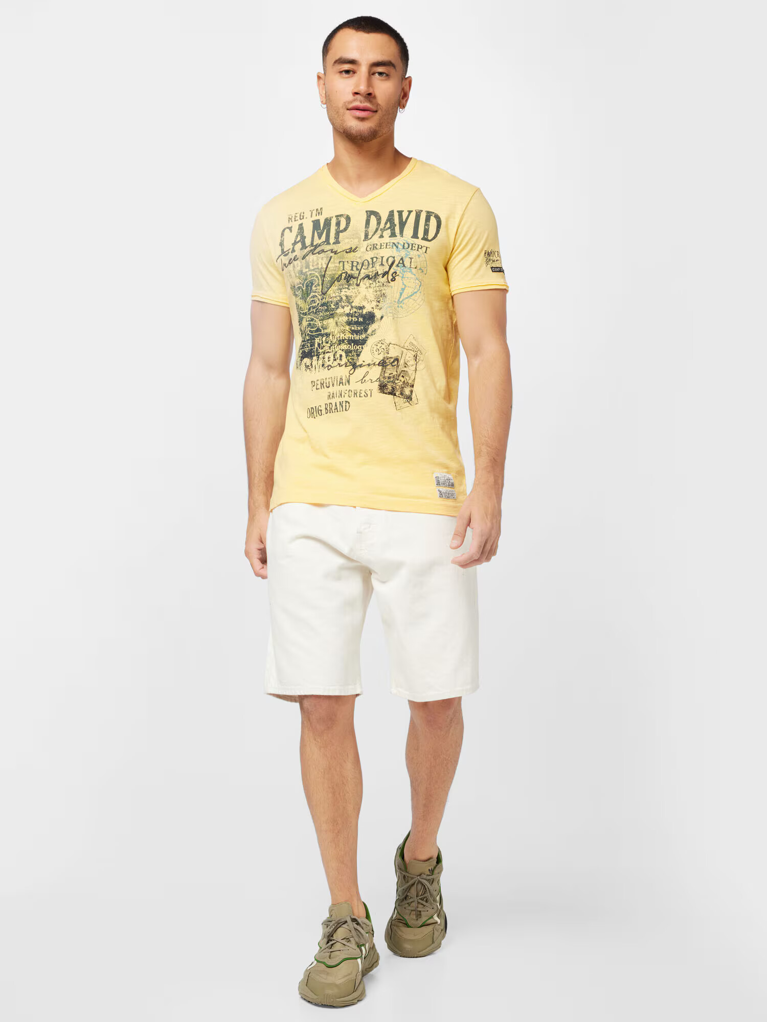 CAMP DAVID Tricou albastru deschis / galben / verde / negru - Pled.ro