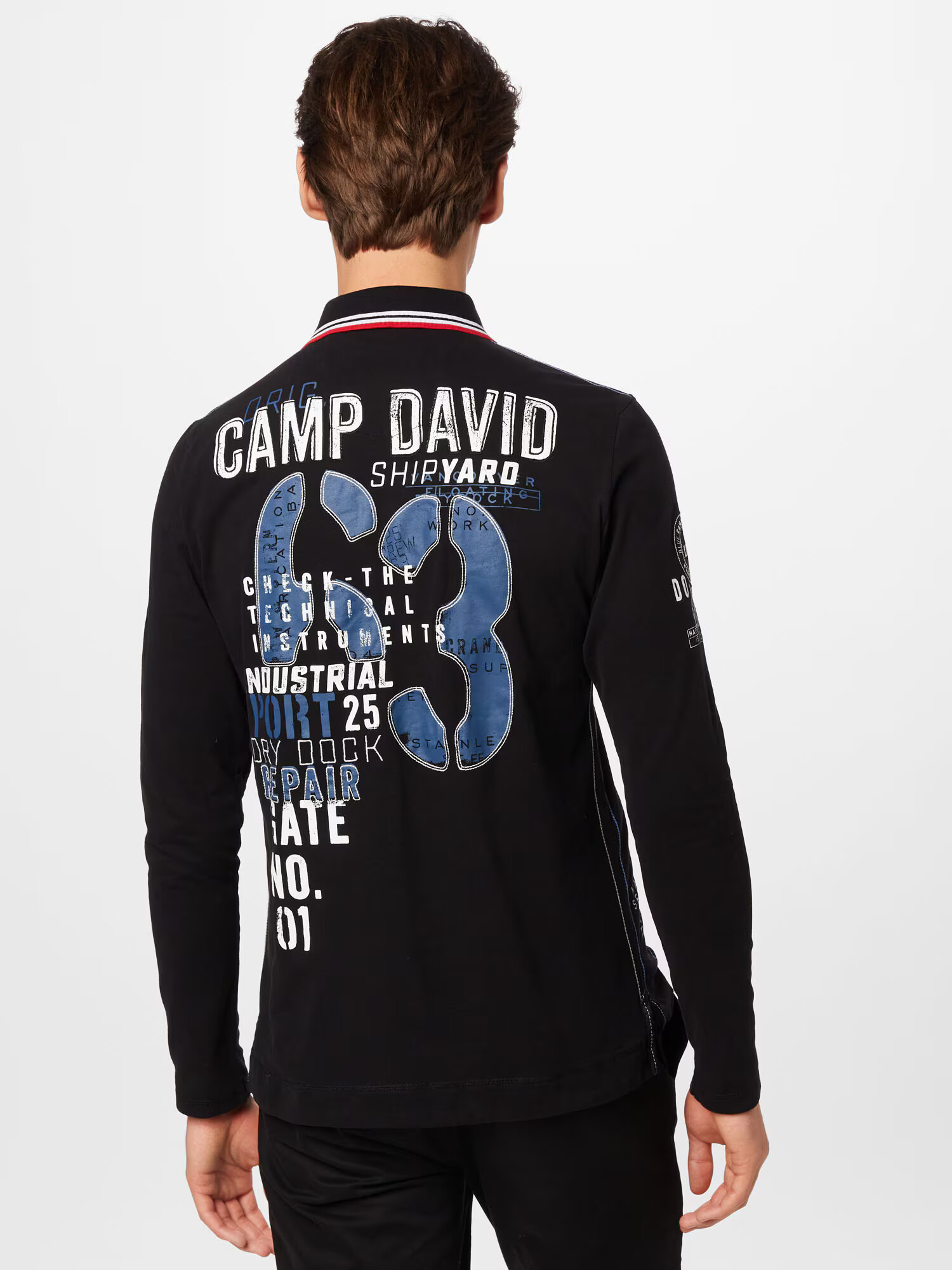 CAMP DAVID Tricou albastru fumuriu / roșu / negru / alb - Pled.ro