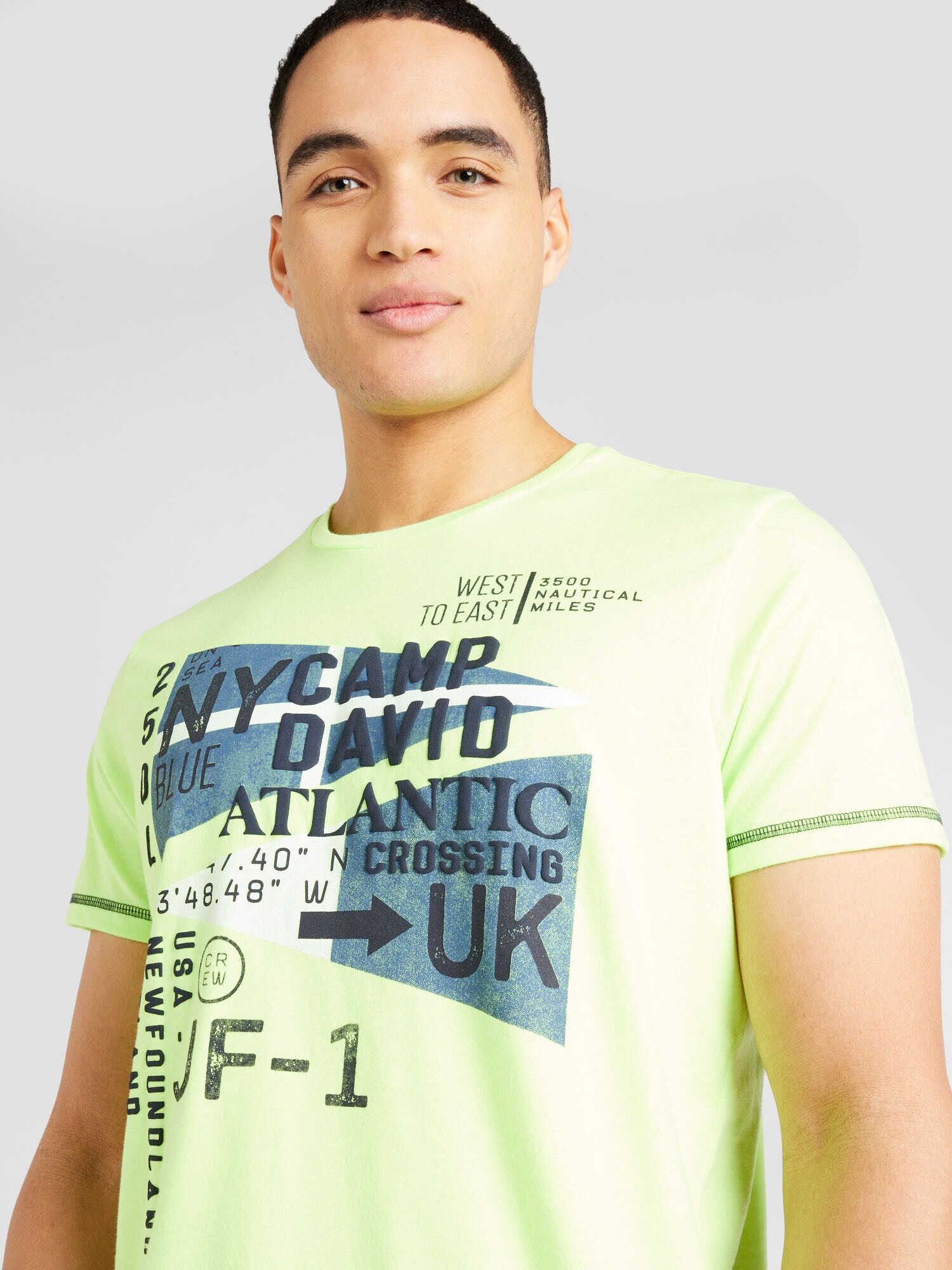 CAMP DAVID Tricou albastru / galben citron / alb - Pled.ro