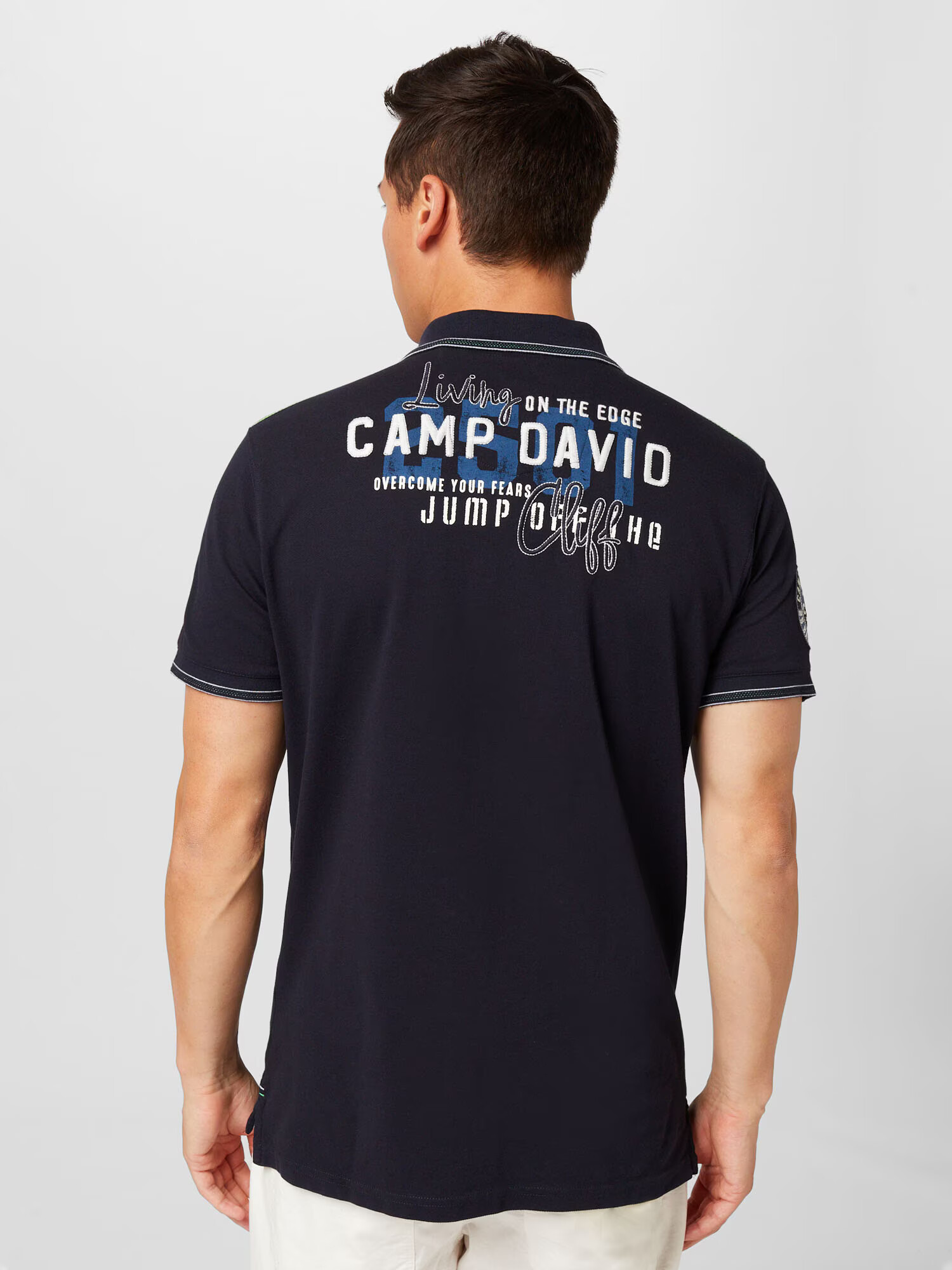 CAMP DAVID Tricou albastru închis / alb - Pled.ro