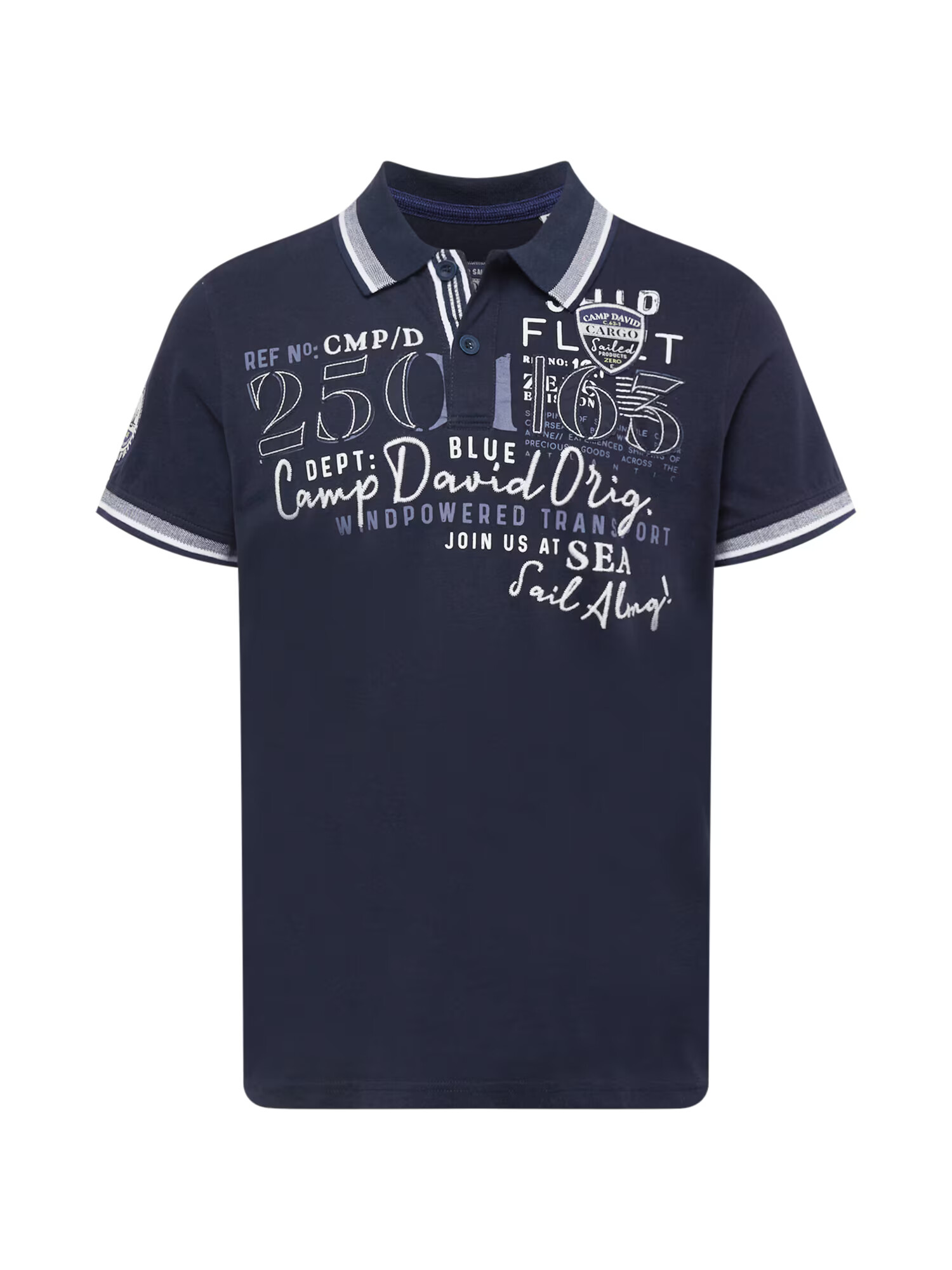 CAMP DAVID Tricou albastru închis / gri / alb - Pled.ro