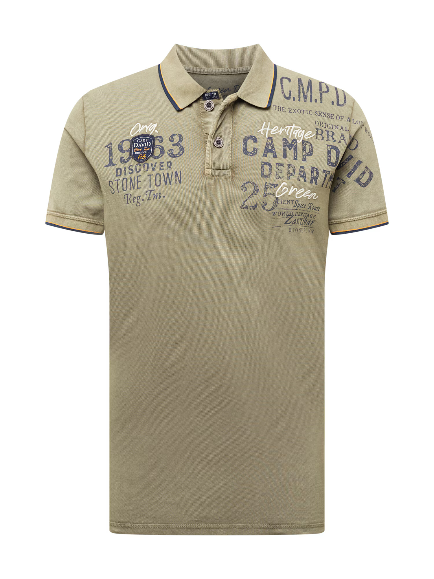 CAMP DAVID Tricou albastru / kaki / alb - Pled.ro