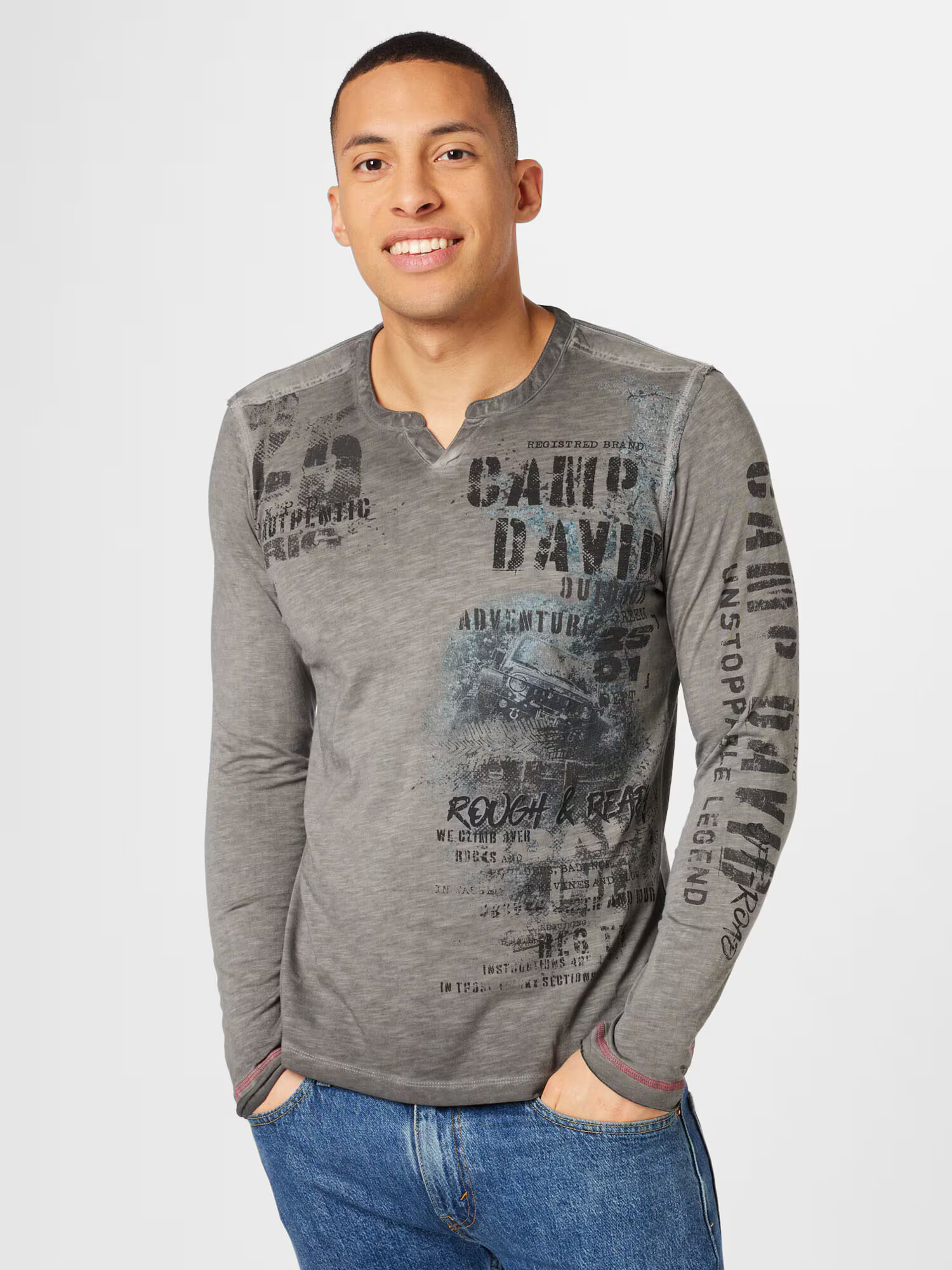 CAMP DAVID Tricou albastru / kaki / roz / negru - Pled.ro