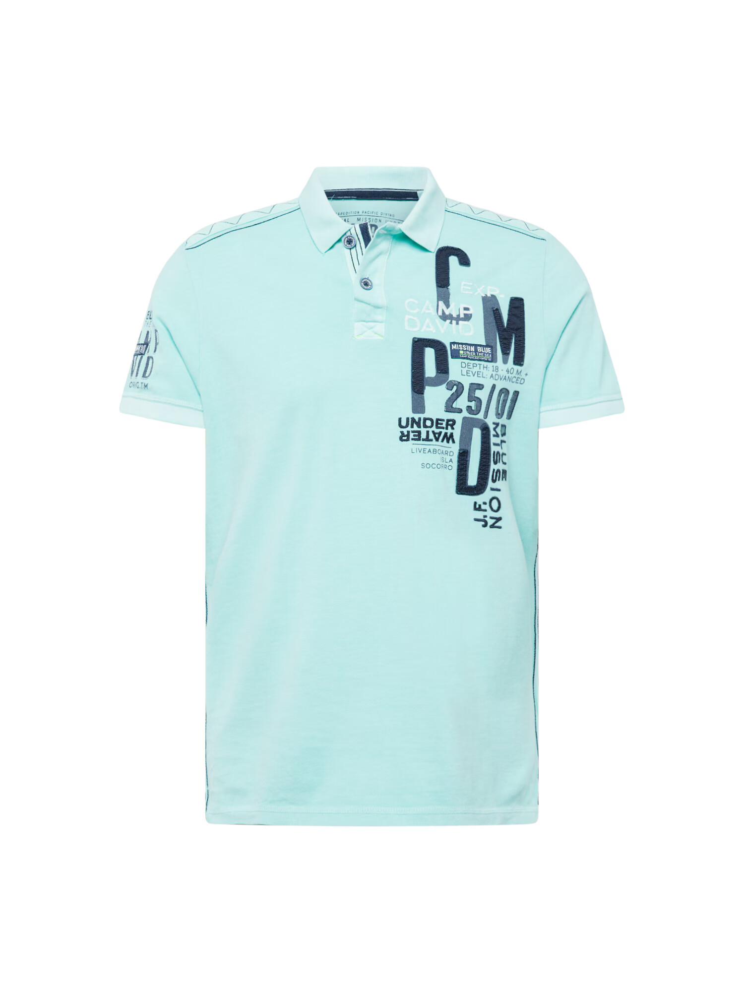 CAMP DAVID Tricou albastru marin / albastru aqua - Pled.ro