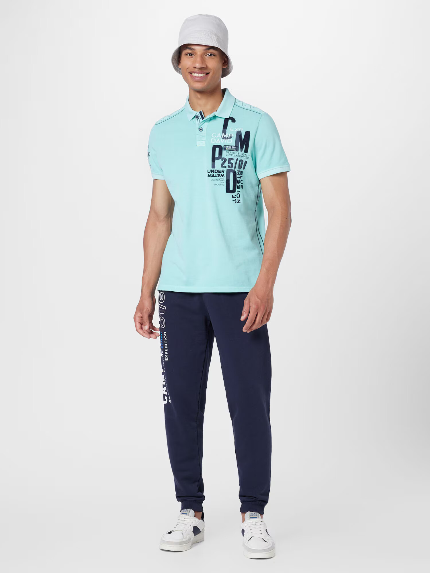 CAMP DAVID Tricou albastru marin / albastru aqua - Pled.ro