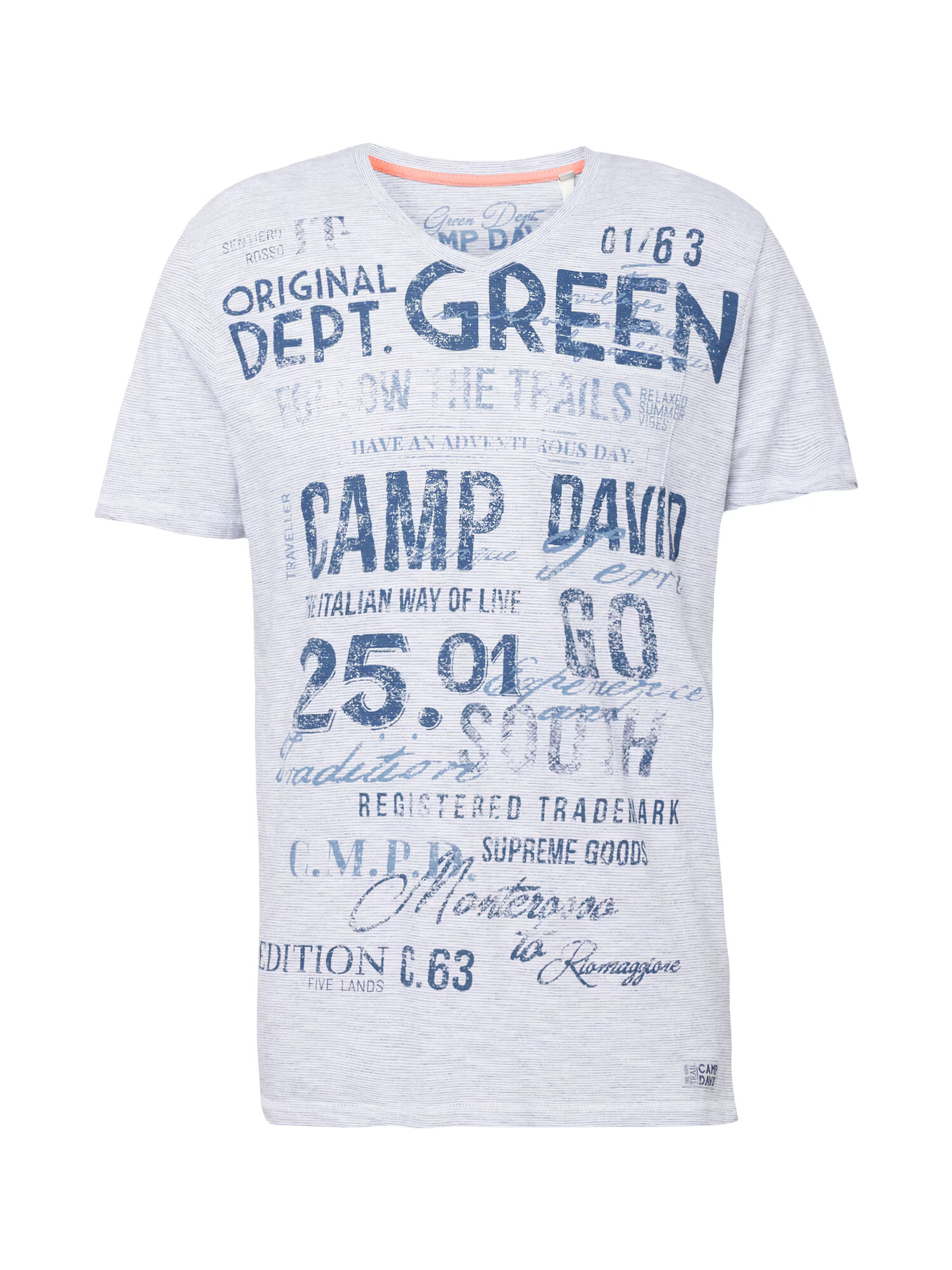 CAMP DAVID Tricou albastru marin / albastru porumbel / alb murdar - Pled.ro