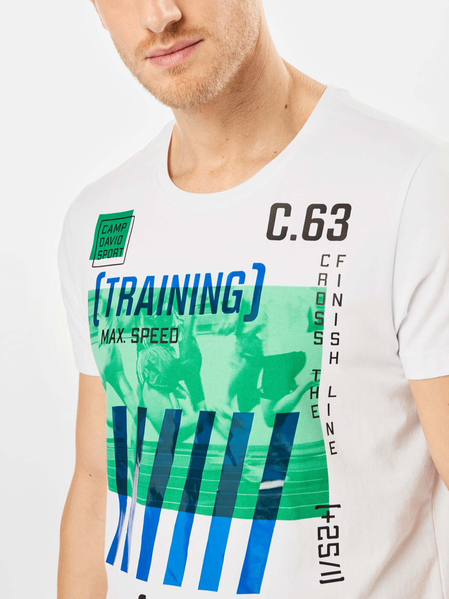 CAMP DAVID Tricou albastru marin / albastru regal / verde deschis / negru / alb - Pled.ro