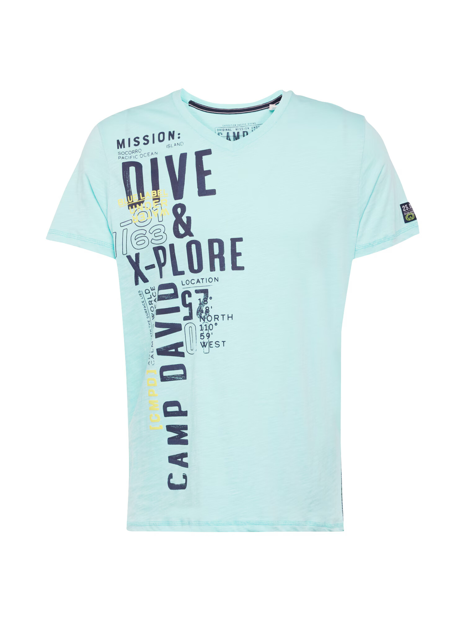 CAMP DAVID Tricou albastru marin / azuriu / galben lămâie - Pled.ro