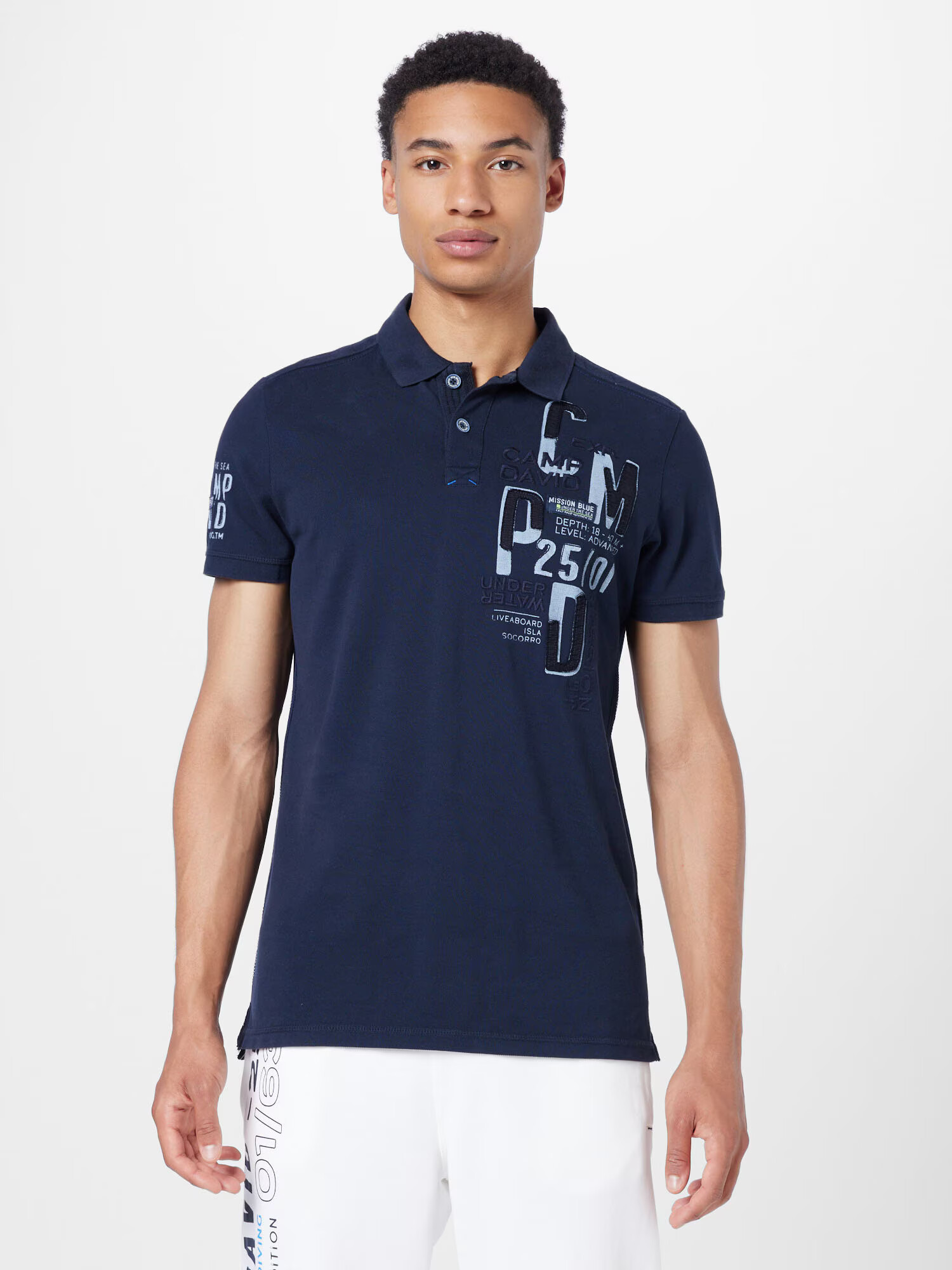 CAMP DAVID Tricou albastru / negru - Pled.ro