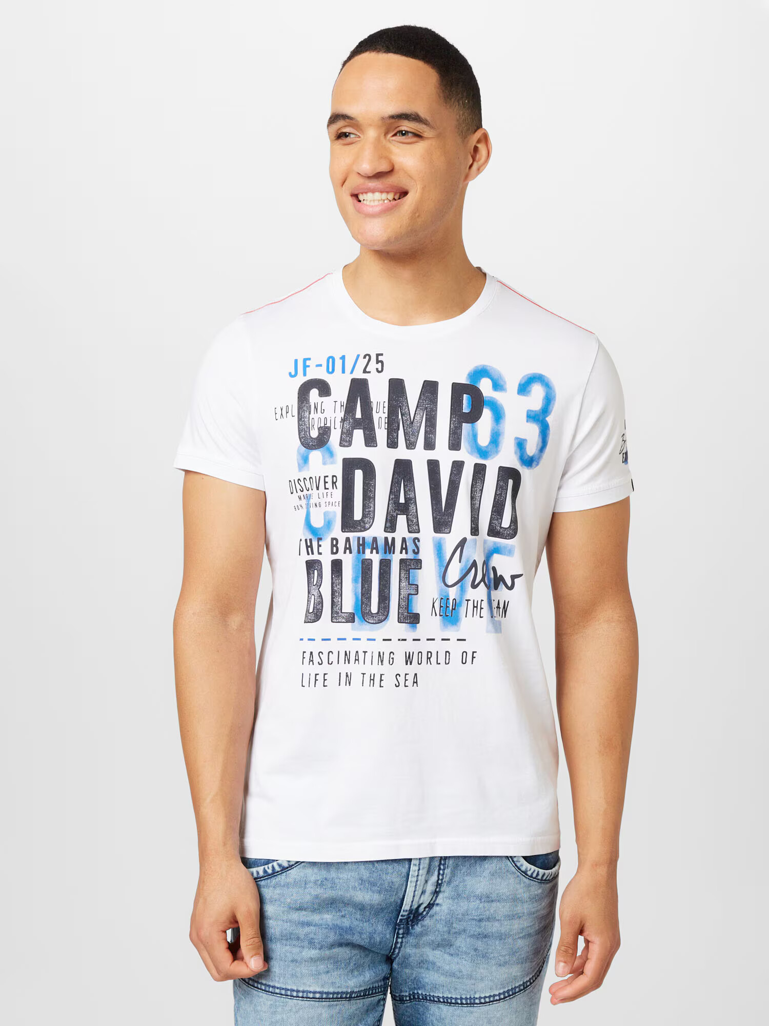 CAMP DAVID Tricou albastru / negru / alb - Pled.ro