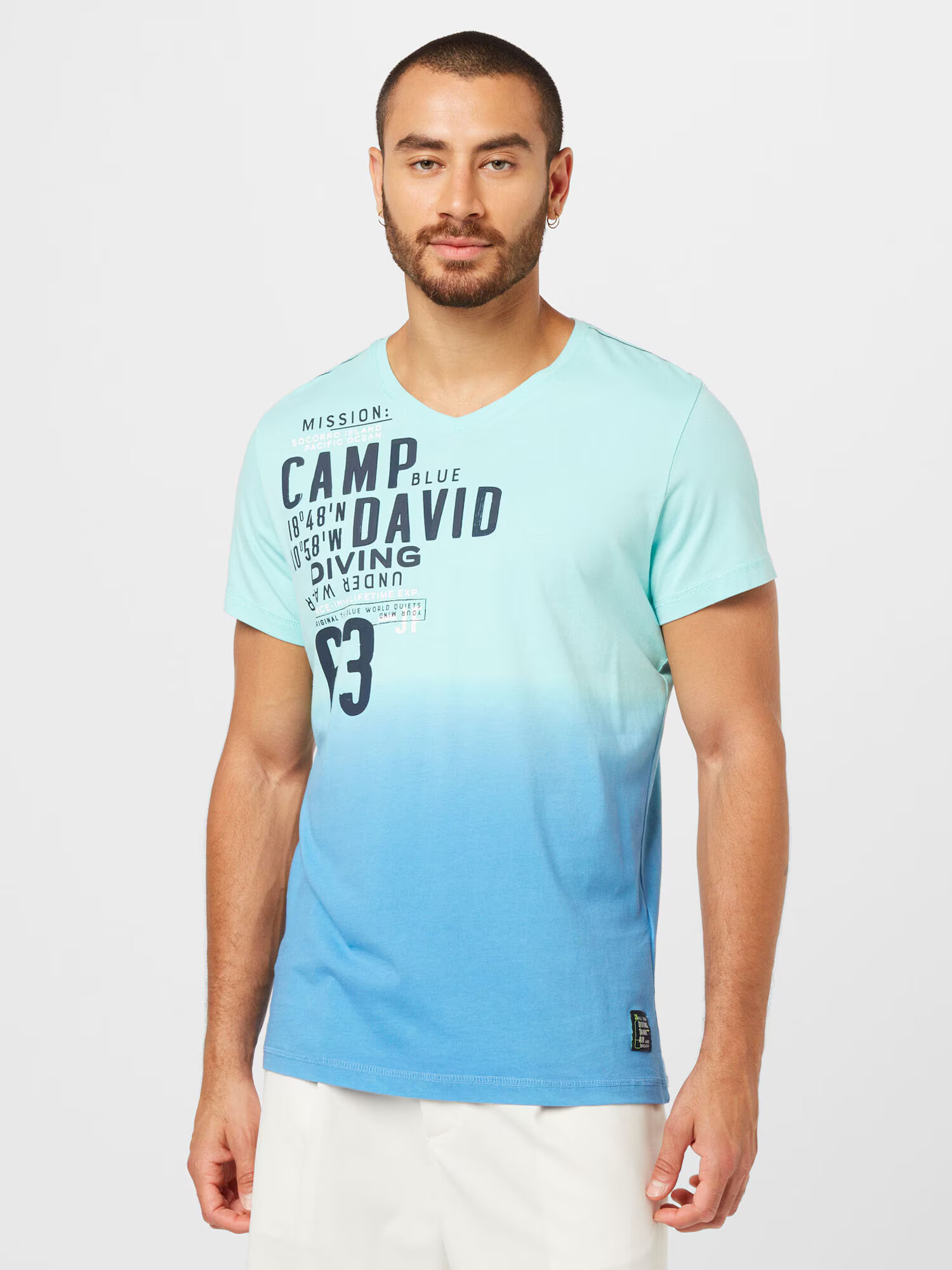 CAMP DAVID Tricou albastru / negru / alb - Pled.ro