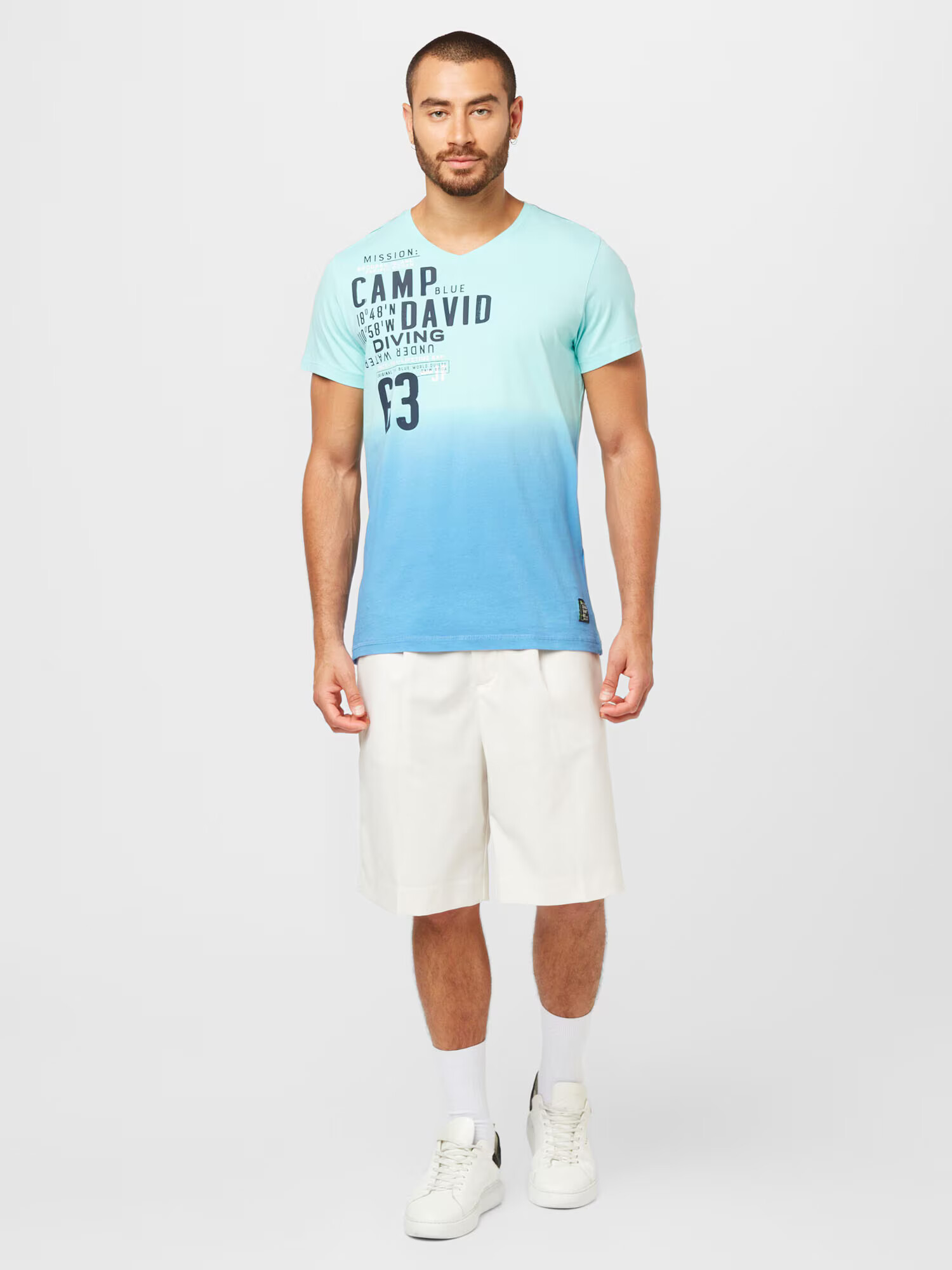 CAMP DAVID Tricou albastru / negru / alb - Pled.ro