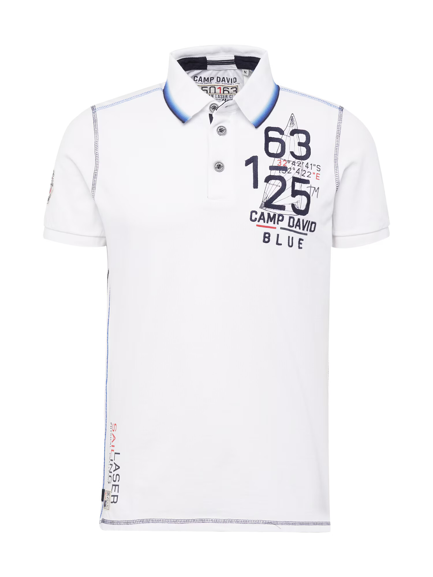 CAMP DAVID Tricou albastru / negru / alb murdar - Pled.ro