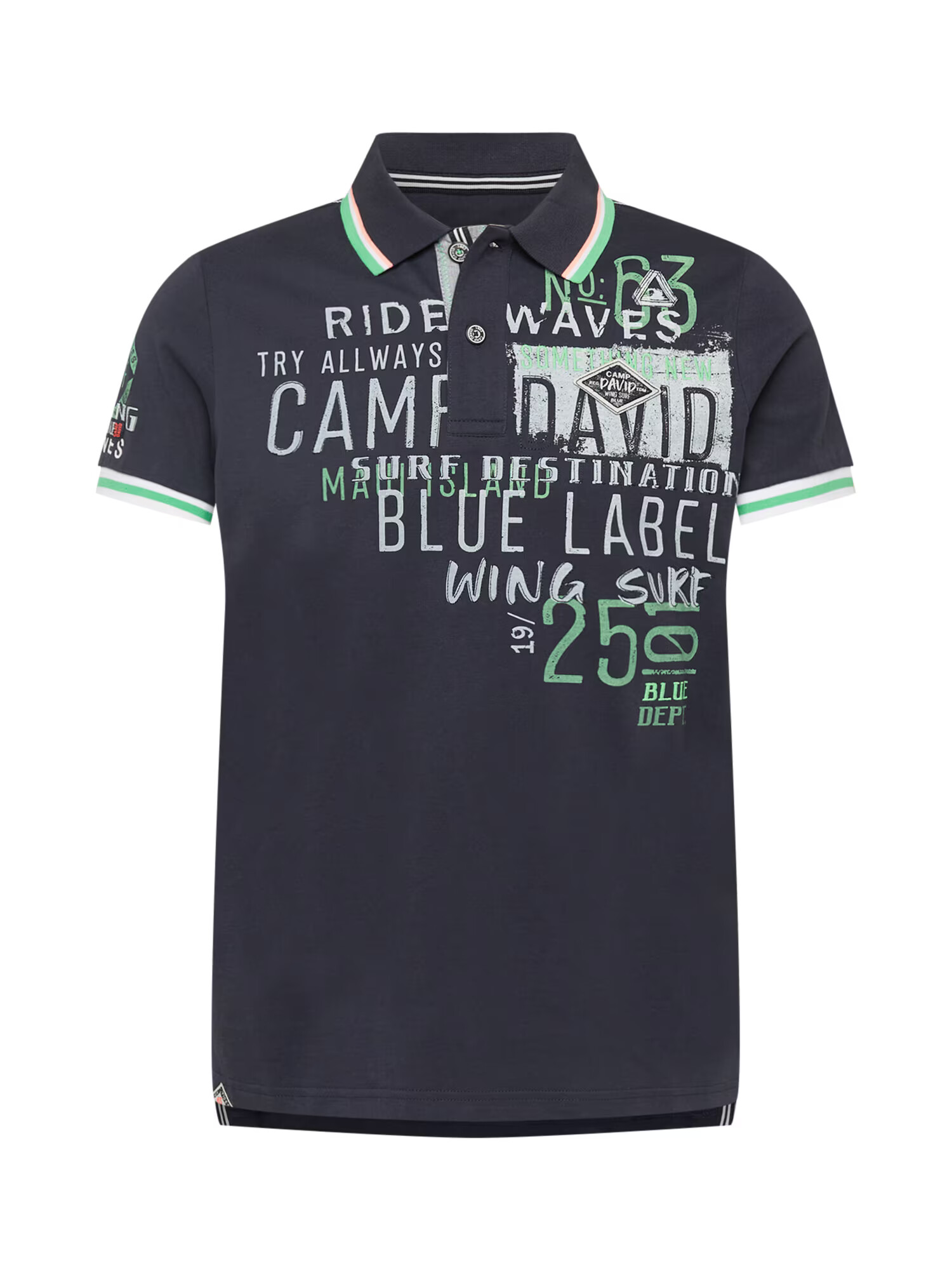 CAMP DAVID Tricou albastru noapte / verde mentă / alb - Pled.ro